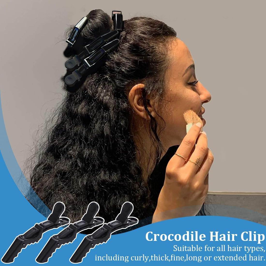 LAKJUOZ Hairdressing Hair Clips, Pack of 12, Plastic Hair Clips, Hairdresser Clips with Non-Slip Handle and Wide Teeth for Women and Girls, Professional Hairdressing Clip (Black)