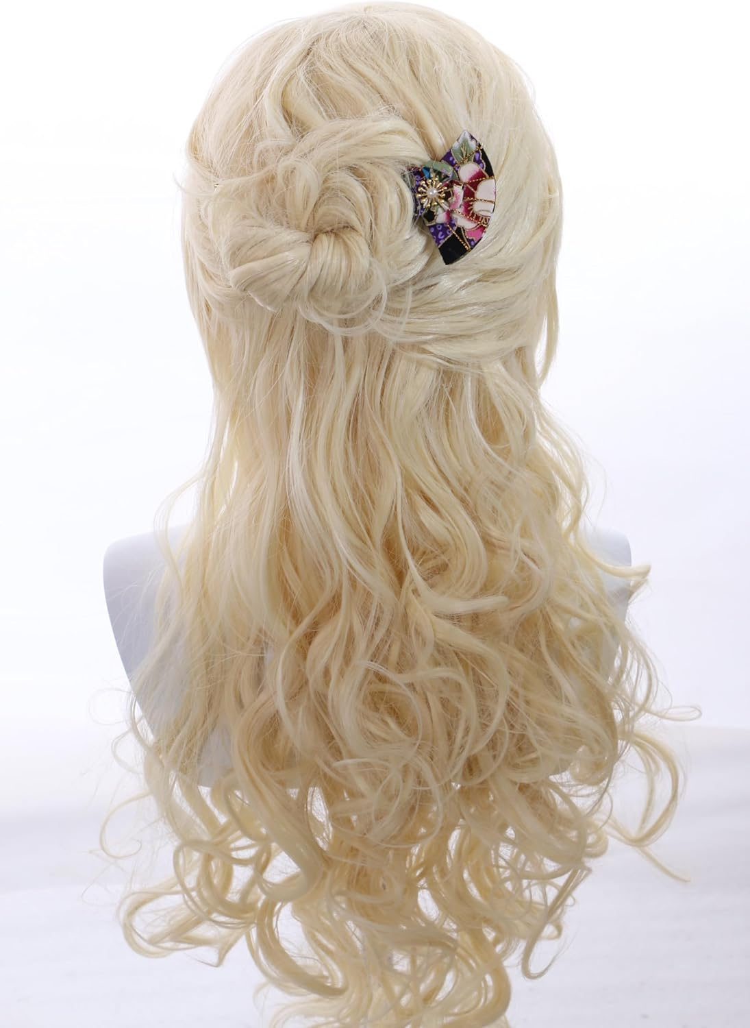 C-121-1 Black Colourful Hair Pin Fan Shape Pin Hair Pin Fabric Flower Sakura Japan Geisha Kimono Accessory image number 2