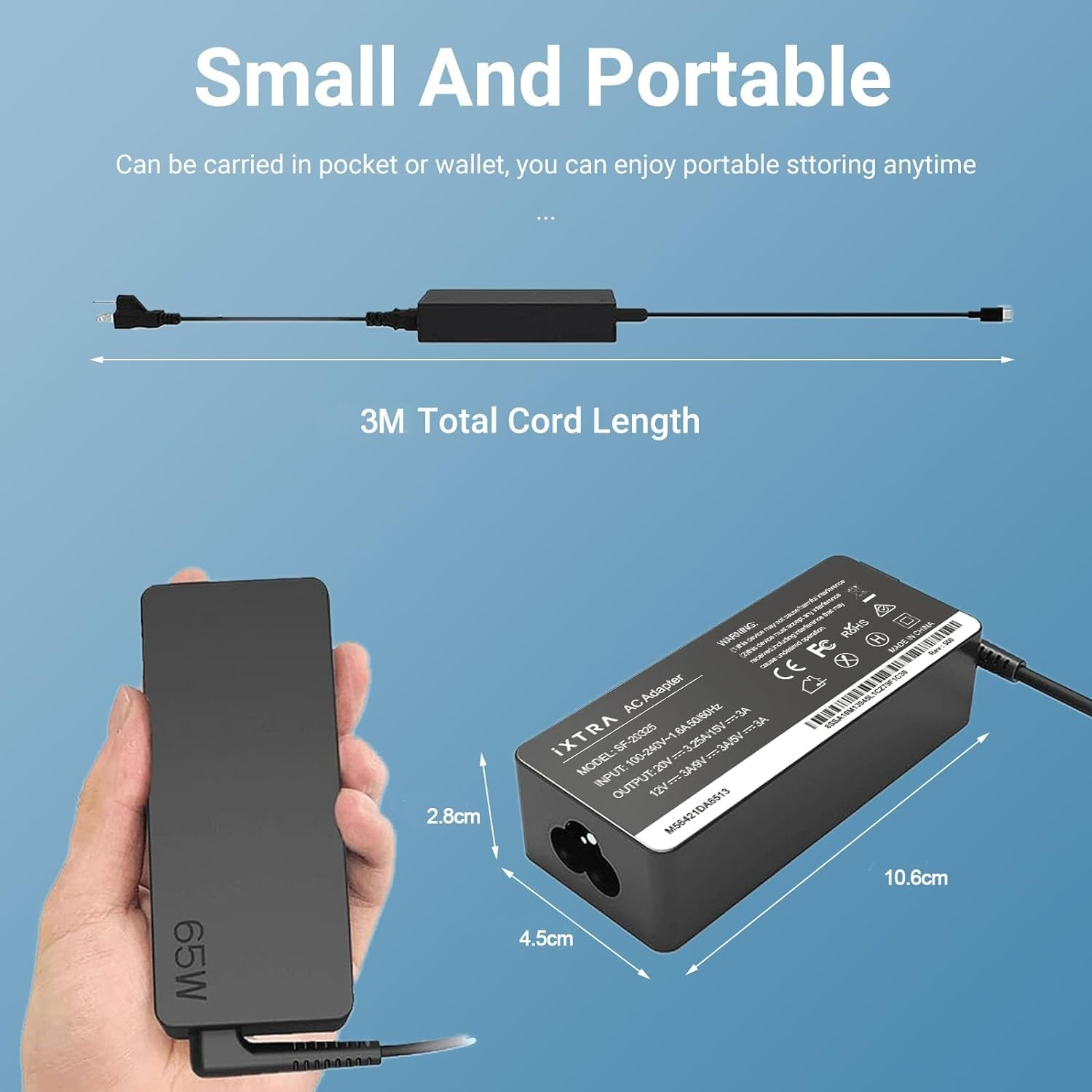 65W 45W USB C Laptop Charger for Lenovo Thinkpad T14 T16 Gen 1 Gen 2 X1 Yoga L13 7I C740 920 C930 C940 Type C AC Power Adapter for Lenovo Thinkpad T480 T490 P52S Chromebook 2Nd Gen Laptop Power Cord image number 5