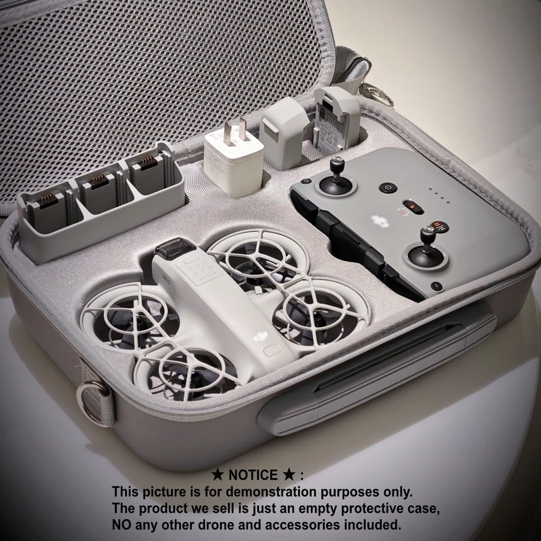 JZK Hard Carrying Case for DJI Neo Drone and Accessories, Water Resistant Storage Box with Shoulder Strap for DJI Neo Fly More Combo, Portable Travel Carrying Case, Grey, Compact Storage Bag With, image number 2