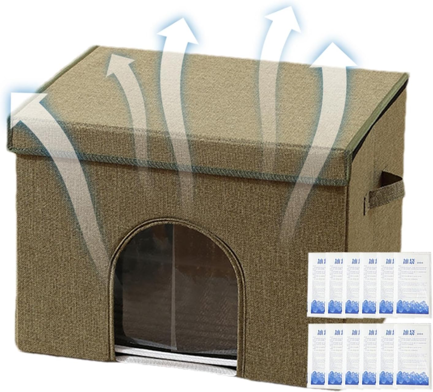 Outdoor Cat House - Pet Outdoor House | Cat House Villa Tent | Small Dog House | Cat Shelter with 12 Ice Packs | Foldable Cat House Indoor Cat House for Indoor Outdoor image number 6
