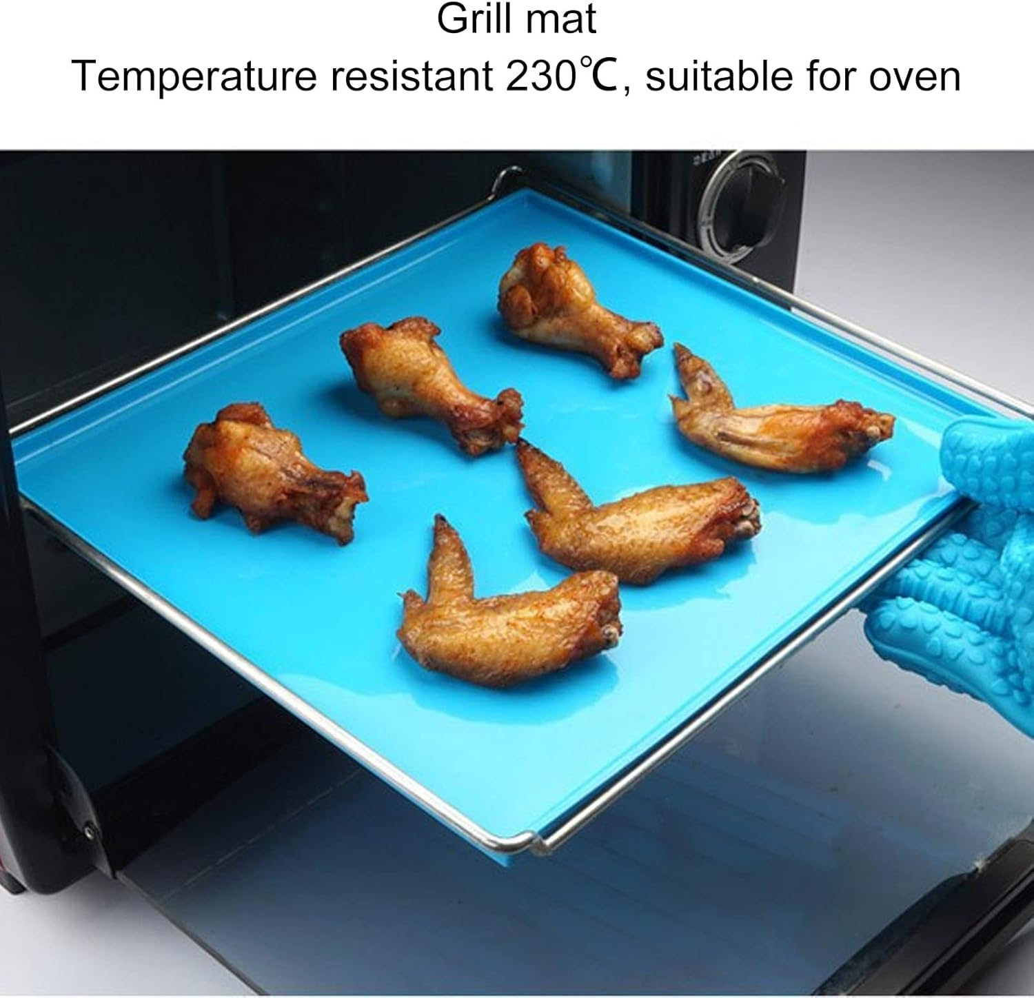 OEBUAFI 4Pcs Silicone Dehydrator Mats BPA with Raised Edges, Wide Applicability, for Excalibur 2400 (Blue) image number 1