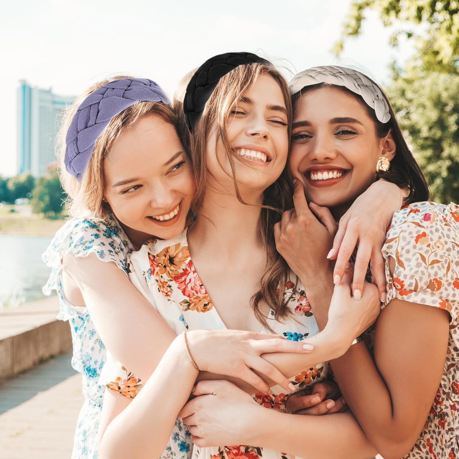 Vintage Padded Headbands, Chmiss Costume Headband Women, Pack of 4 Vintage Headband, Wide Vintage Headband, Velvet Braided Headband, for Women and Girls image number 6