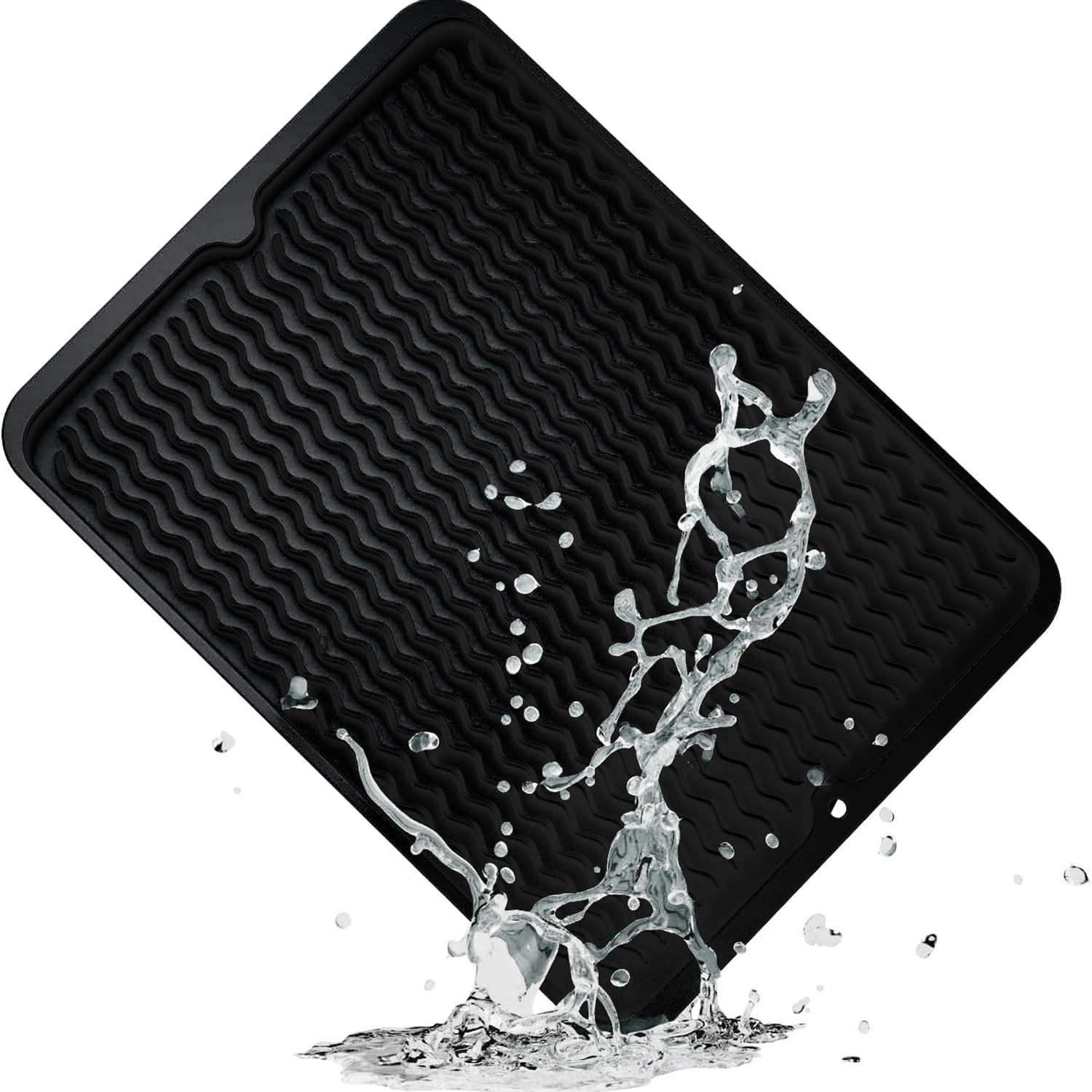 Heat-Resistant Stove Cover Mat & Utensils, Silicone Top Protector, Silicone Stove Mat for Kitchen, Easy Clean Multi Usage Drying Matt (Black)