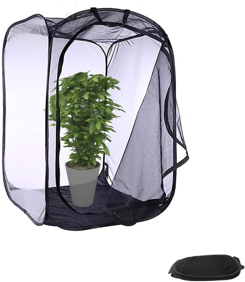 36" Mesh Plant Enclosure Pop-Up Plant Protection Tent,24" X 24" X 36" Pop up Garden Mesh Plant Cover, for Protect Plant Vegetable Fruit from Birds Insects(Black) image number 1