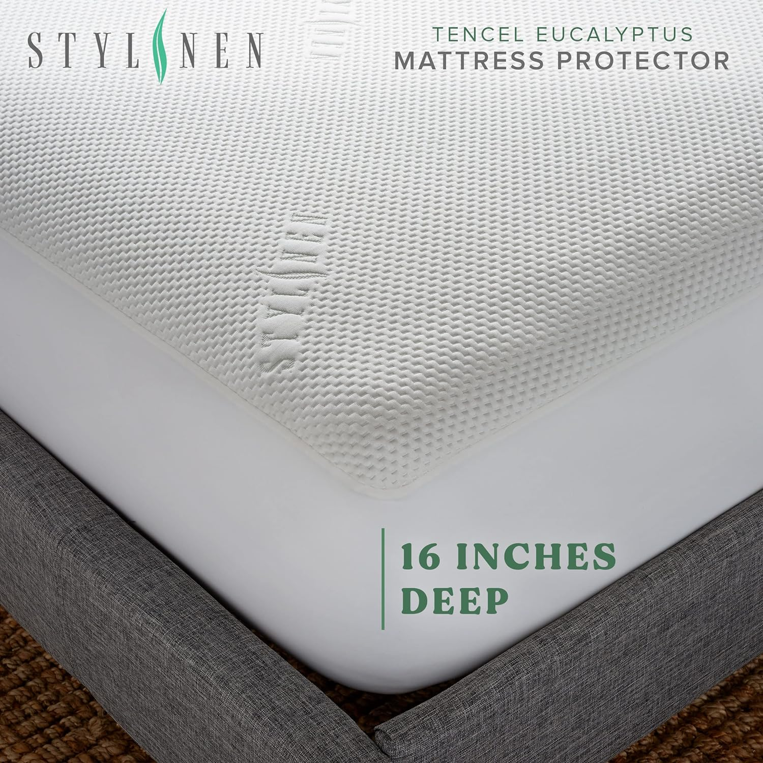 Double Tencel Eucalyptus Mattress Protector - Waterproof Breathable Cooling Cover Protects against Moisture, Spills, Stains - Noiseless, Machine Washable, Fits 40Cm Bed (Double) image number 2