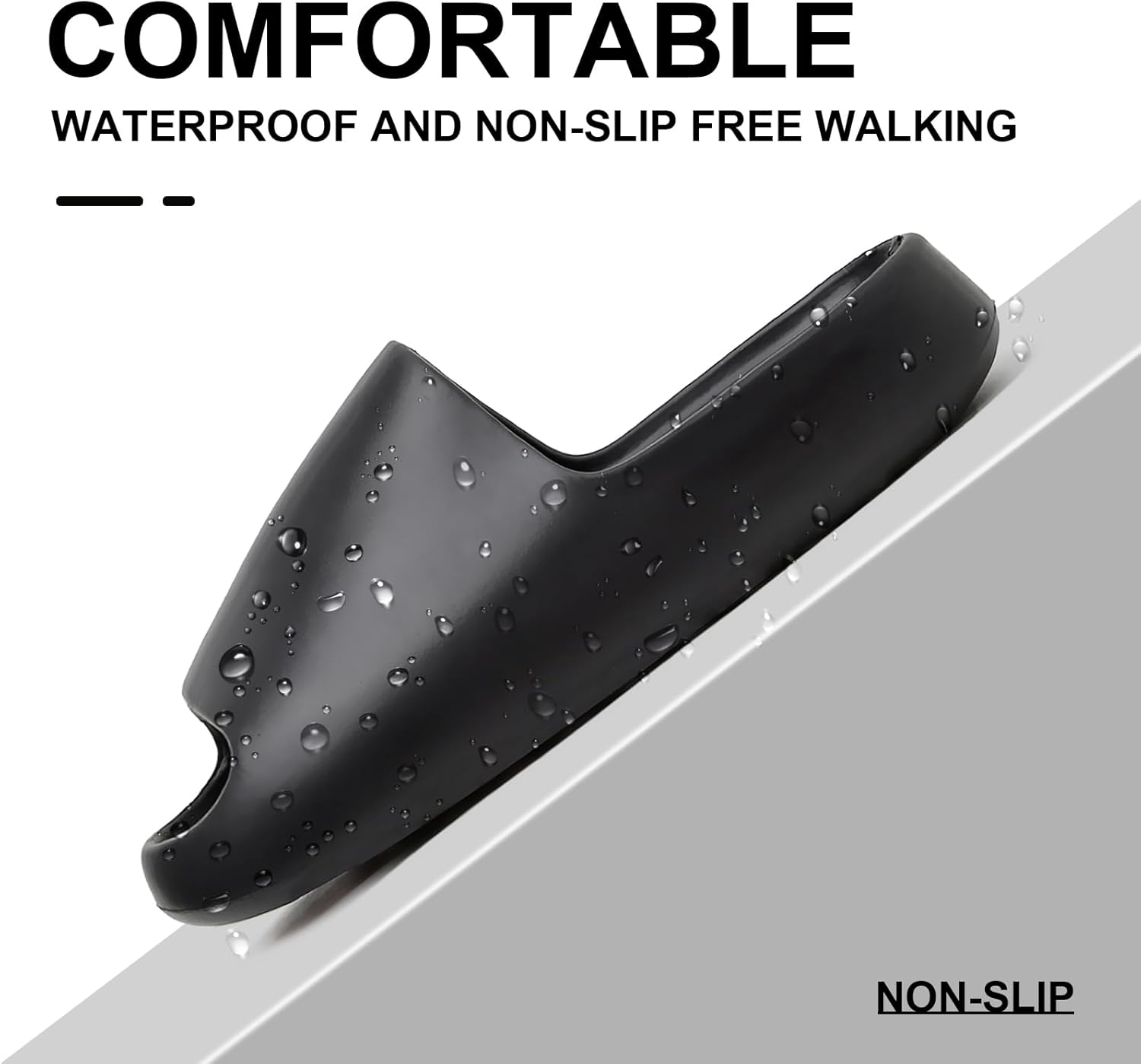 Cloud Slides for Women and Men, Comfort Platform Lightweight Slippers Slides, Unisex Foam Shower House Slippers, Summer Open Toe Sandals for Indoor and Outdoor, Black, 9.5 Women/8.5 Men image number 2