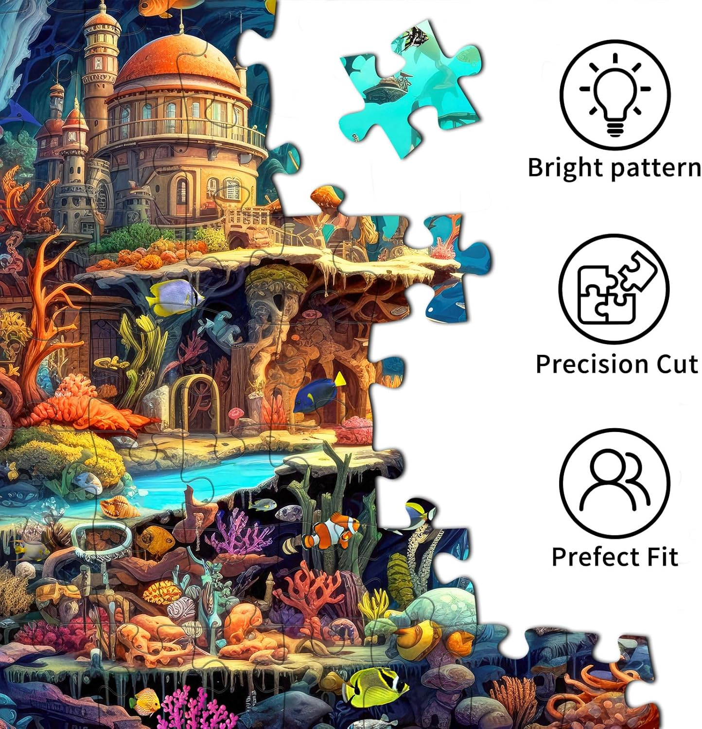 Jigsaw Puzzles for Adults 1000 Pieces, Interlock Perfectly Letter on Back No Dust, Home Decor Birthday Gift Toy for Men Women Elders Seniors, 1:1 Poster - Whimsical Undersea image number 2