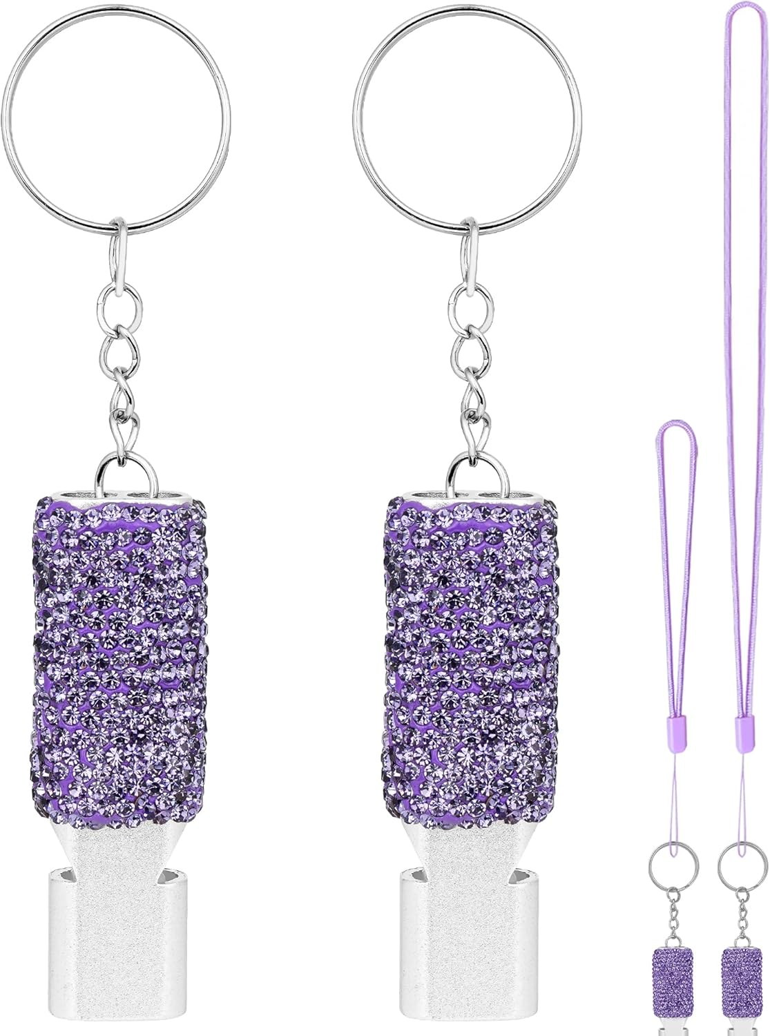 Biiange 2 Pack Bling Whistle, Whistle for Coaches with Lanyard, Coaches Referee Sports Whistles, Loud Metal Sports Whistle Sets for Coaches, Referees, and Hikers