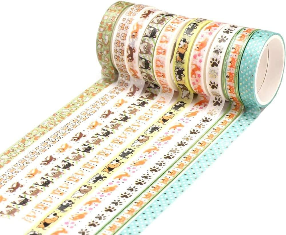 YUBX Skinny Gold Washi Tape Set Foil Decorative Tape for DIY Crafts, Bullet Journals, Planners, Scrapbooking, Wrapping (Flower Theme)