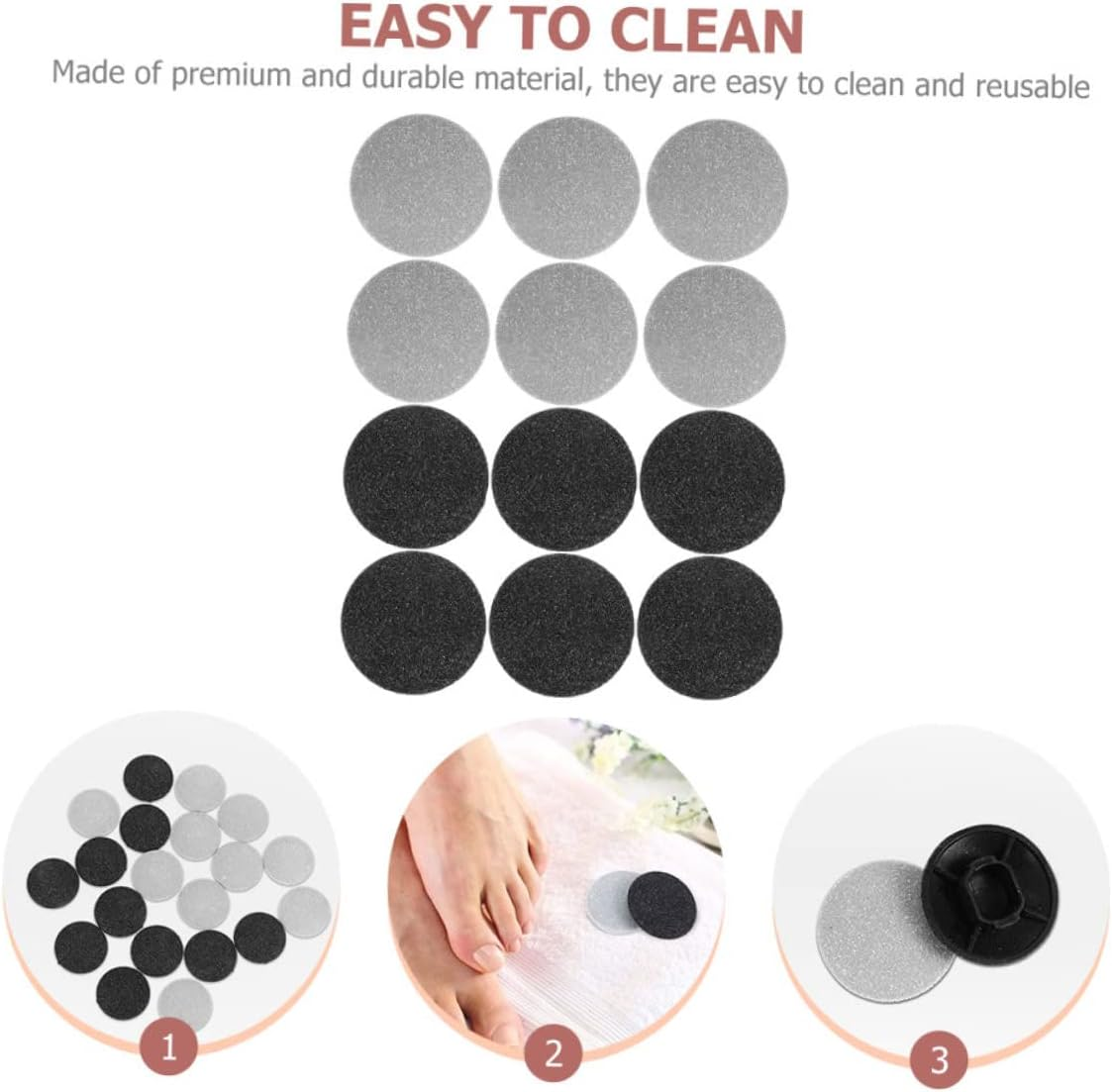 BIUDECO 12Pcs Electric Foot Grinder Replacement Heads Premium Tool for Foot Care Easy to Install Durable and Washable for Dead Skin Removal image number 6