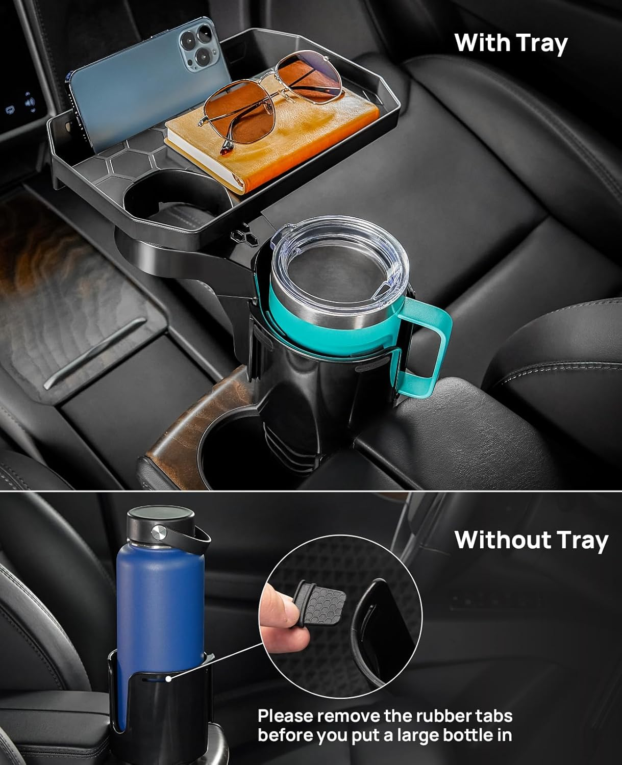 JOYTUTUS Car Cup Holder Expander, Automotive Cup Attachable Tray with 360&deg; Rotation,Large Cup Holder Adapt Most Regular Cups with 500-1000 ML, Fit in 7-9 CM Car Holder