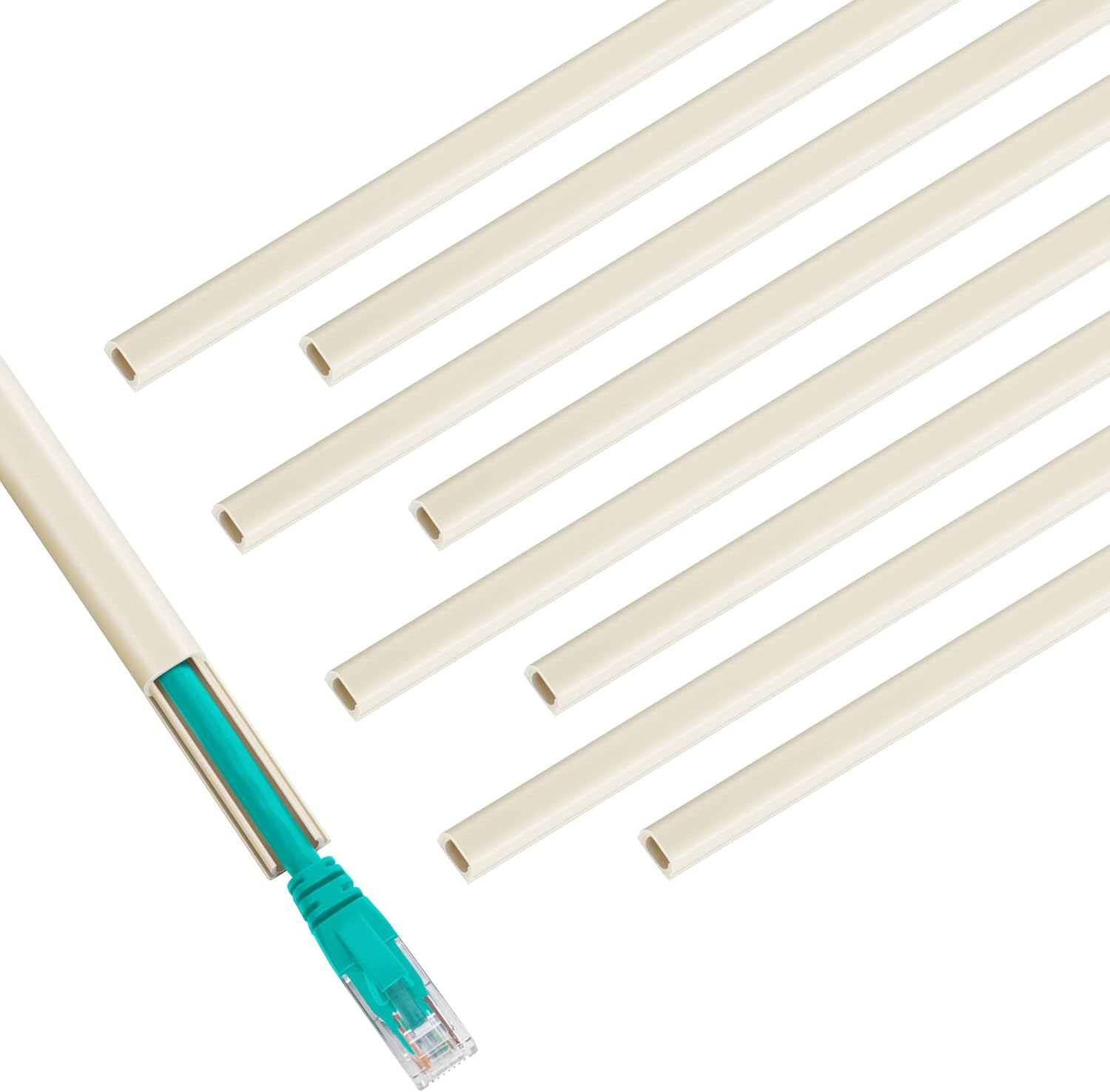 153In Cord Hider Wall, Wire Hiders for 3 Cords, Cord Cover for 2 Thick Extension Cables, Paintable Cable Cover to Hide Cords Wall Mounted TV, Cord Concealer, 9X L17In X W0.95In X 0.47In, White