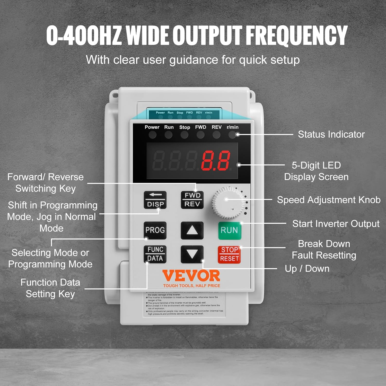 VEVOR VFD 2.2KW 10A 3HP Variable Frequency Drive for 3-Phase Motor Speed Control image number 1