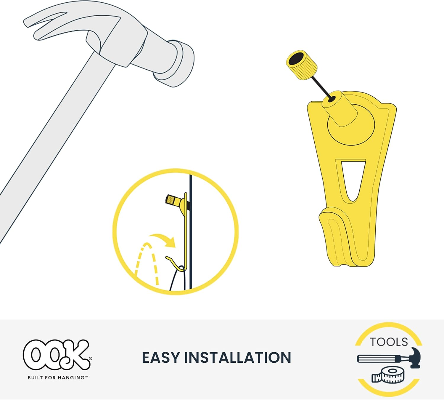 OOK 50615 Professional Picture Hangers, Art Hangers, Padded, Brass, Reusable Picture Hooks, 20Lb (15 Set)