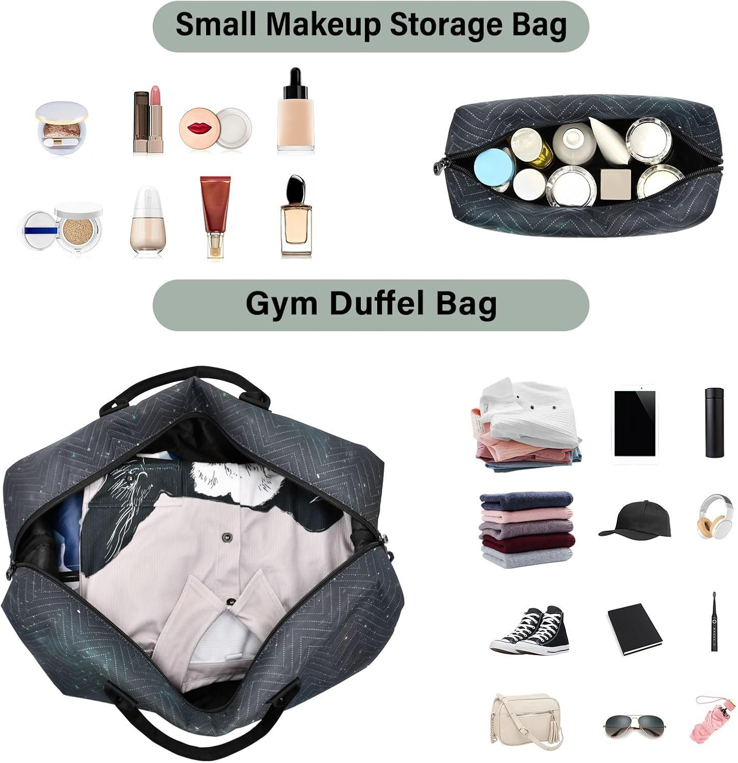 XYMZR Large Travel Duffel Bag, Galaxy Nebula Space Sports Tote Gym Bag, Shoulder Weekender Overnight Bag for Women Men, Carry on Luggage with Toiletry Bags, Multi-Colored, Multi-Colored image number 1