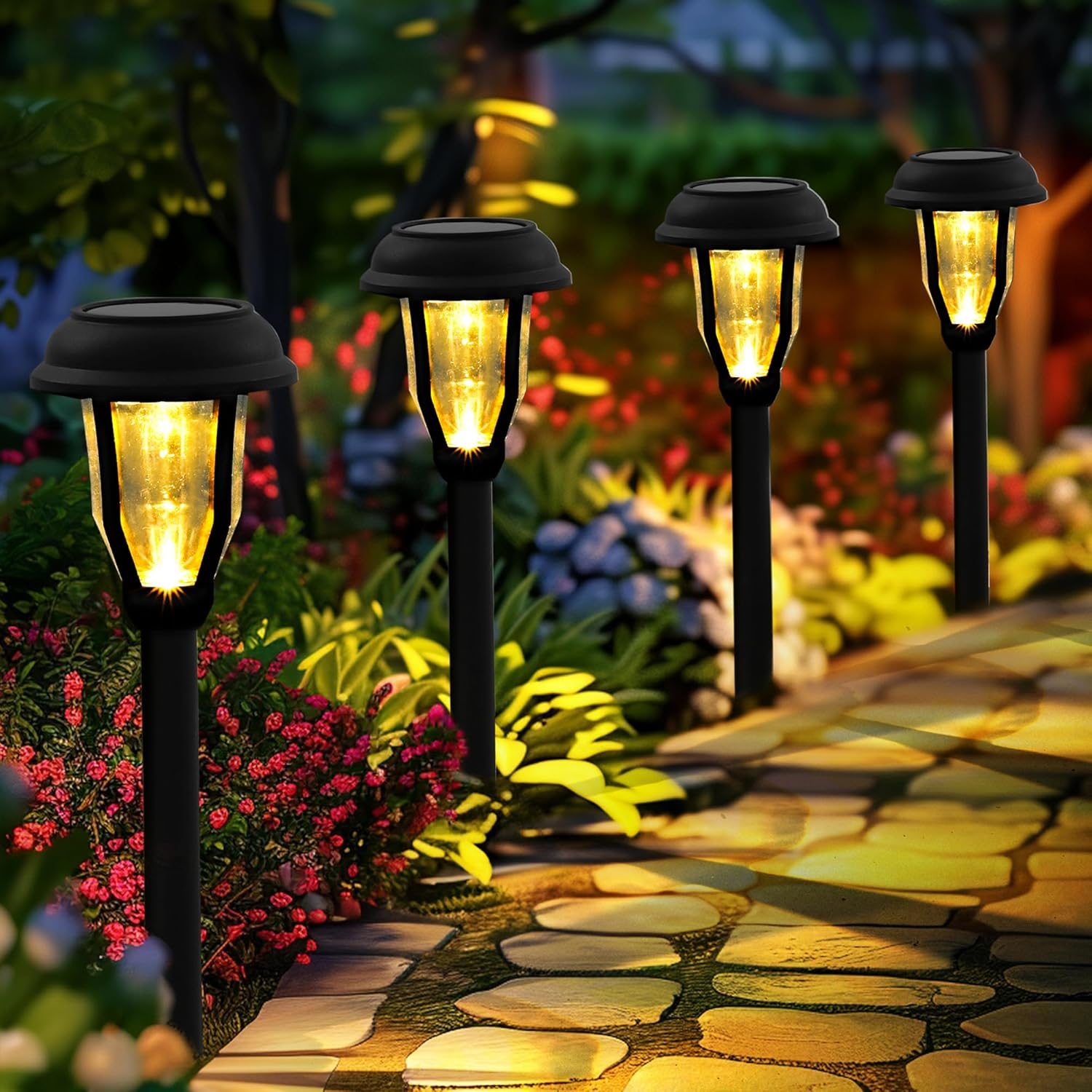 8 Pack Solar Lights Outdoor - Waterproof Solar Garden Lights for Patio, Yard, Walkway, Lawn image number 5