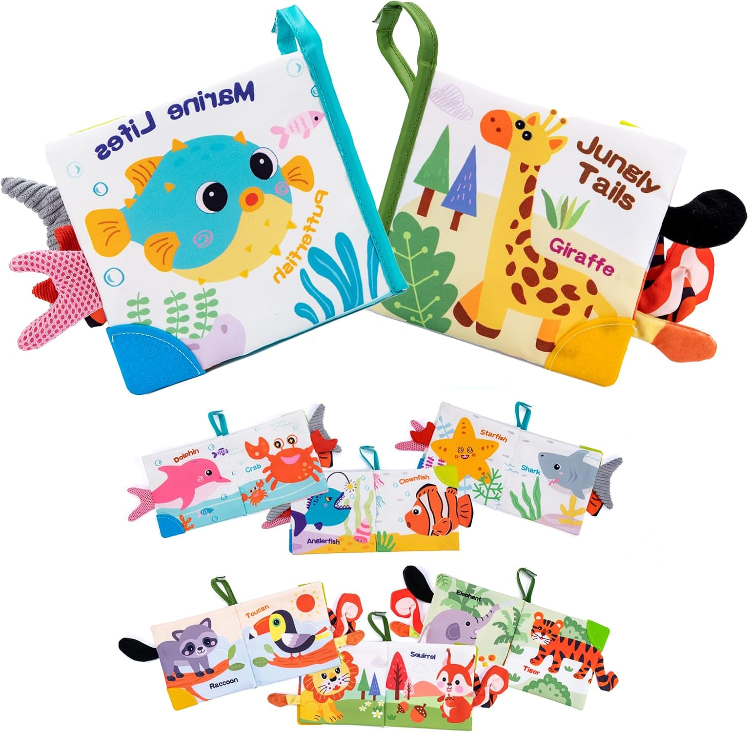 Jenilily Baby Soft Cloth Books, 2 Pack, Touch and Feel Bath Books for Newborn Infants image number 6