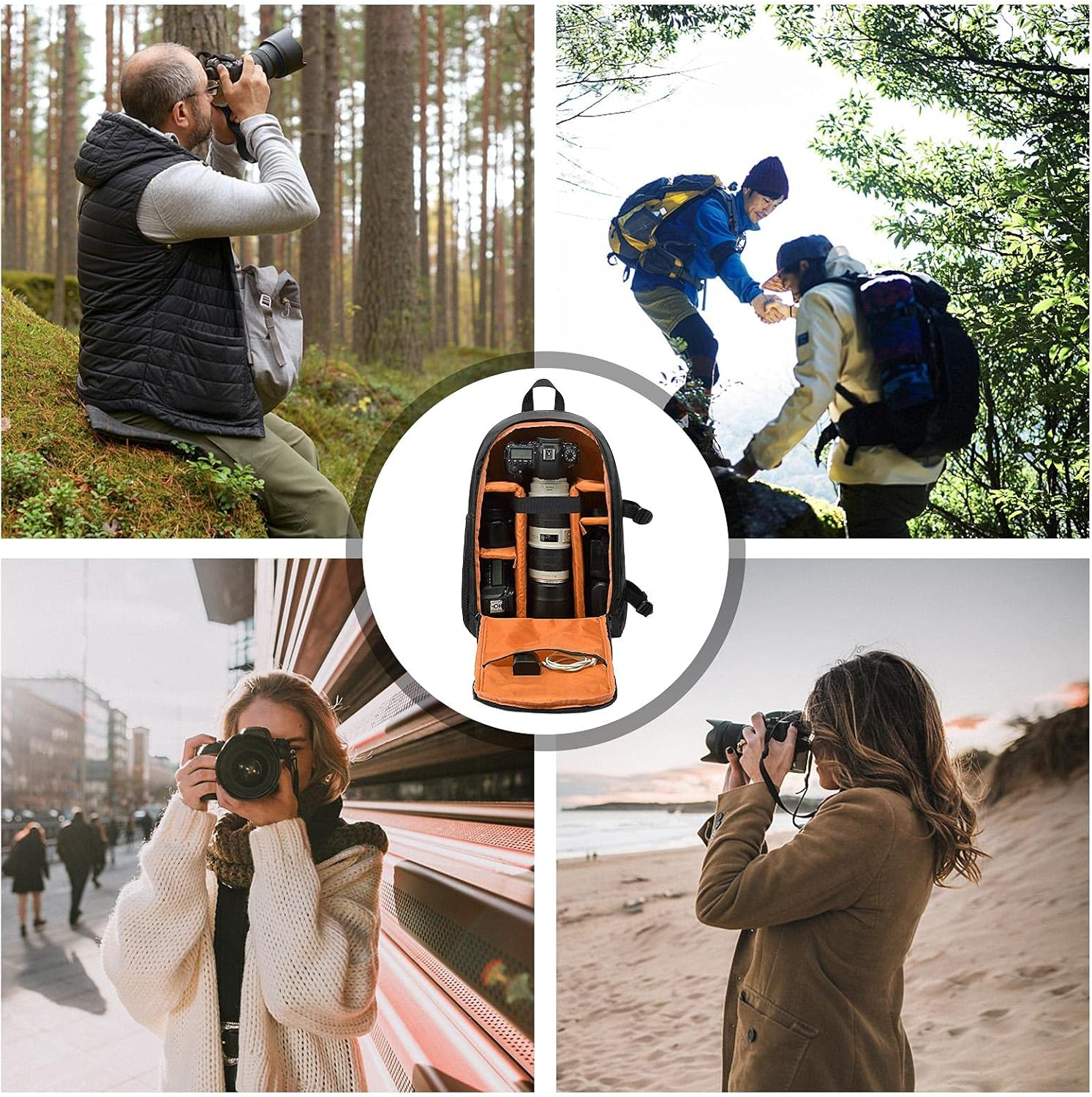 Camera Backpack Bag DSLR, Large Waterproof Camera Backpacks for Photographers, Camera Case for SLR DSLR Mirrorless Camera Compatible with Camera and Lens Tripod image number 5