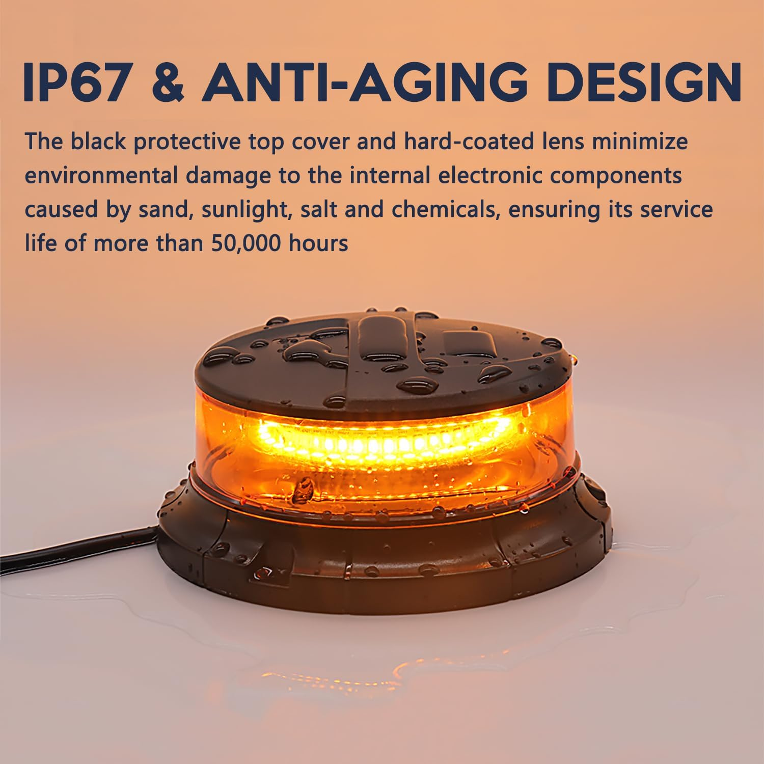 Monirf 42 Leds Rotating Beacon Light, Permanent Mount Amber Strobe Lights, 12-24V Emergency Lights for Trucks Vehicles Tractors image number 2