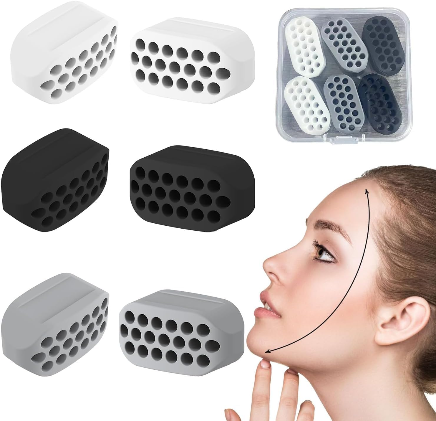 Wentworth Jawline Exerciser for Men & Women - 3 Resistance Levels (6 Pcs) BPA Free Silicone Jaw Trainer, Face Slimmer & Jaw Shaper for Beginners, Intermediate & Advanced Users image number 3