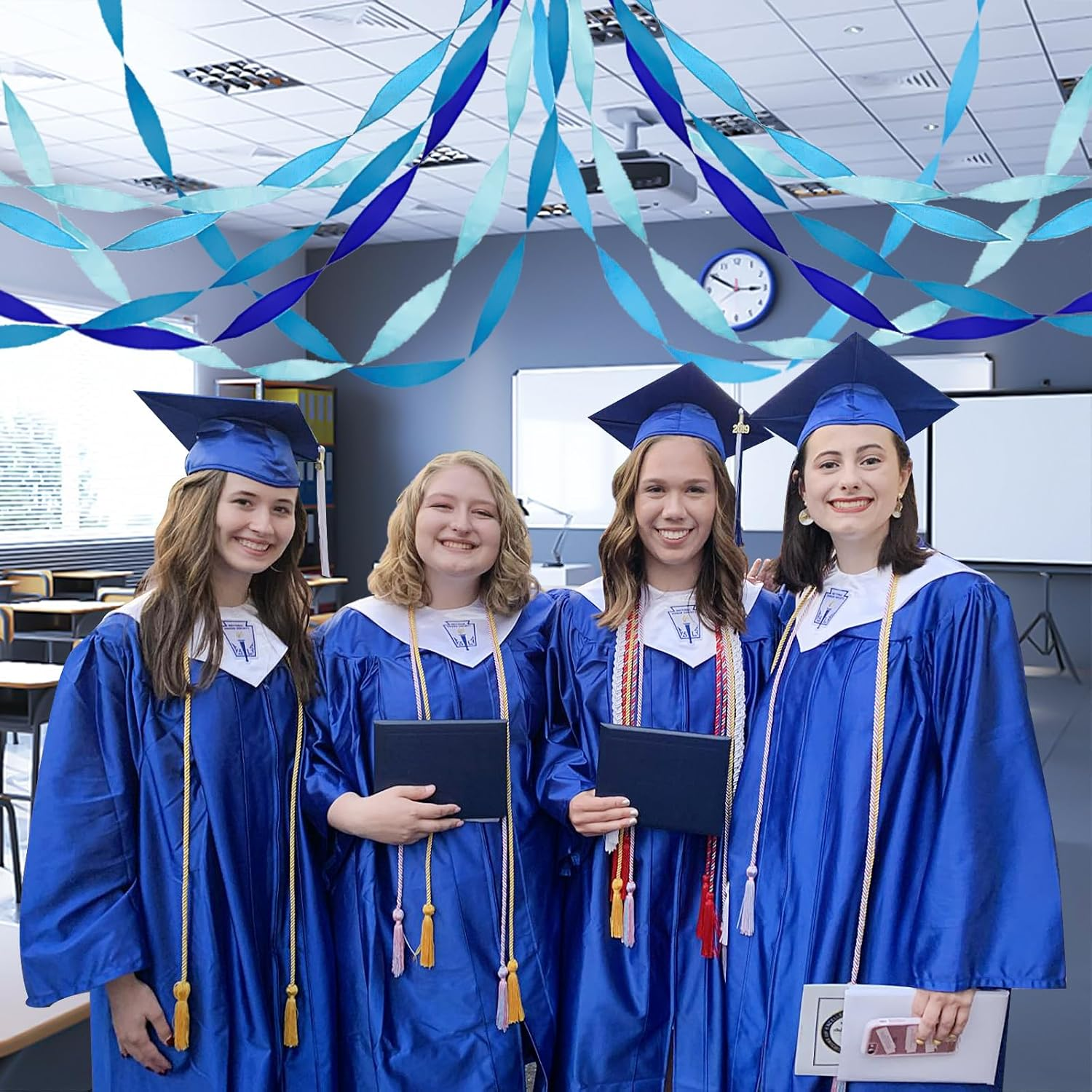 8 Rolls Gradient Blue Crepe Paper Streamer, 4 Colors - 82 Ft Streamers for Wedding, Birthday, Baby Shower, Graduation, Bridal Shower image number 2