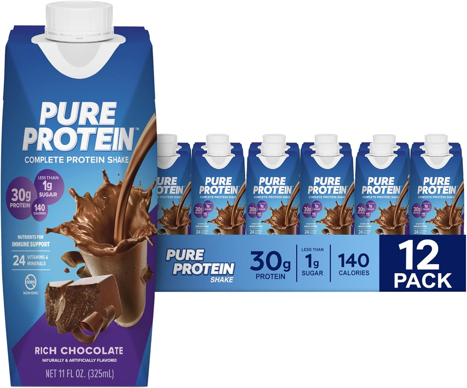 Pure Protein Pure Protein Complete Ready to Drink Shakes, High Protein Vanilla 11Oz, 12 Count image number 1