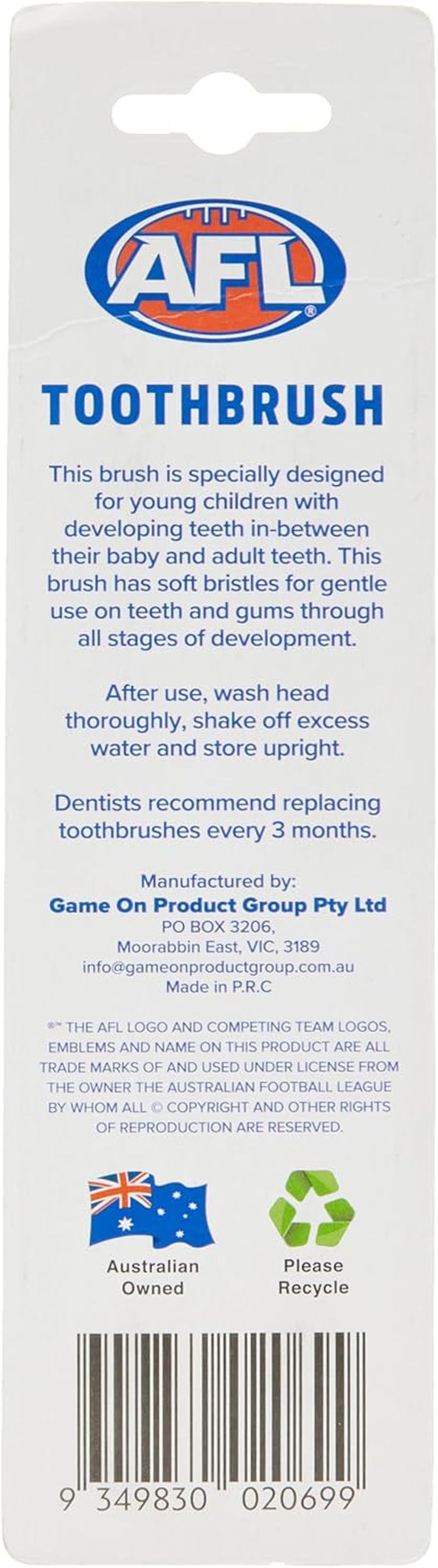 AFL Kids Western Bulldogs Mascot Toothbrush (Pack of 2) image number 1