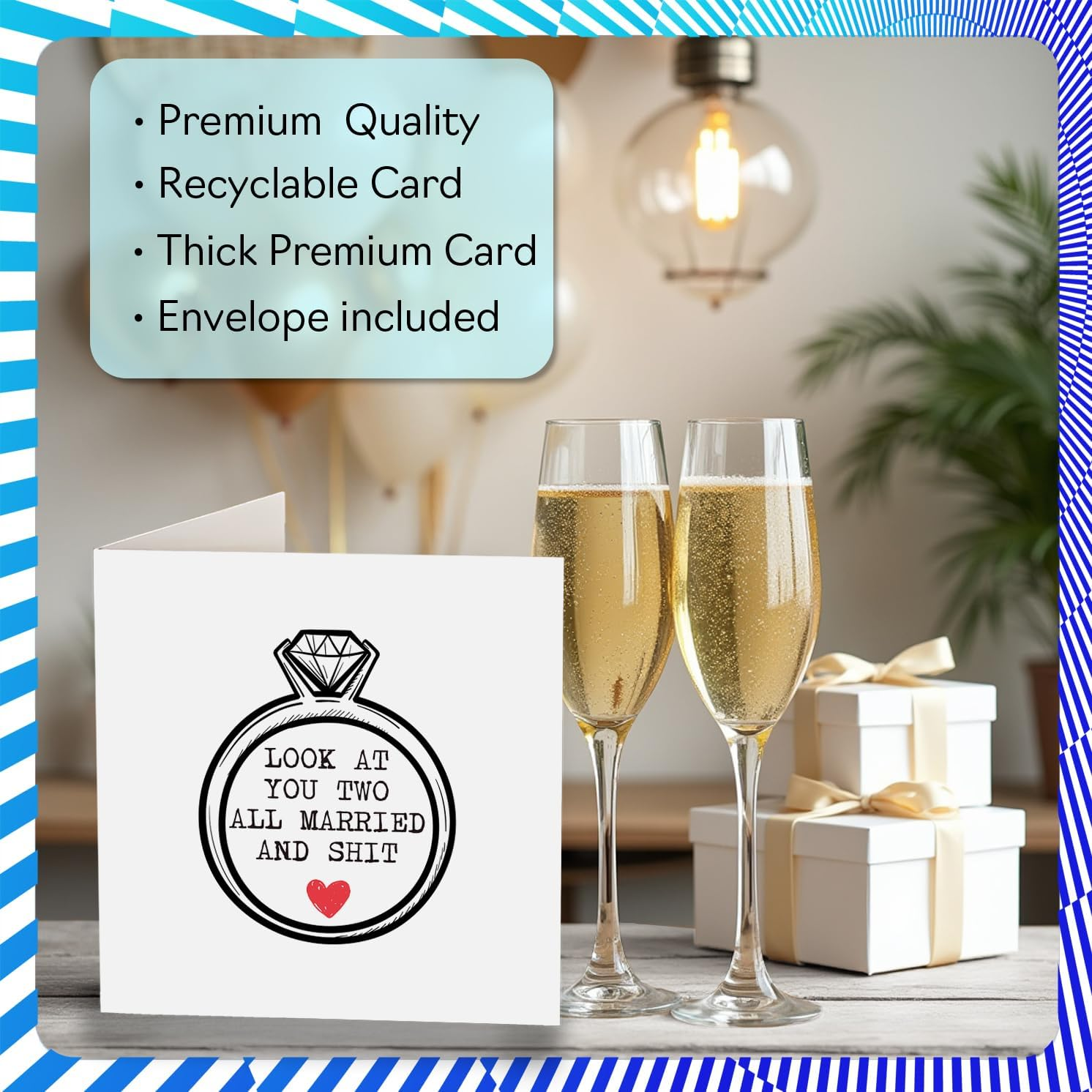 Funny Wedding Card for Couples - Look at You Two Married - Congratulations Gifts, Congrats Well Done Card for Colleague Friends Neighbour Family, 145Mm Joke Marriage Greeting Cards image number 2