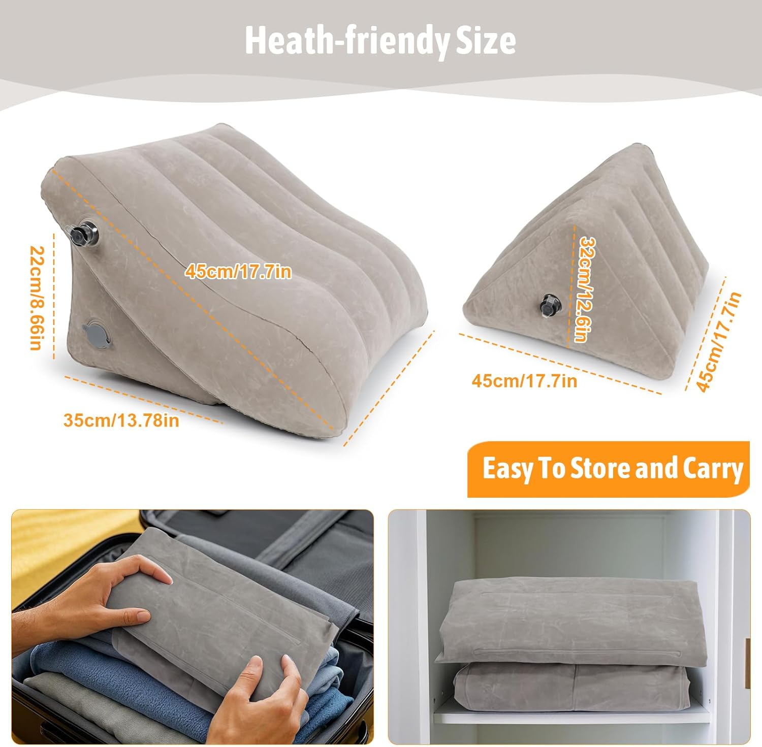 Inflatable Bed Wedge Pillow Set, 2 PCS Adjustable Sitting Pillows with Removable Mesh Cover, Post Surgery Support for Back and Leg Pain Relief, GERD Sleeping image number 1