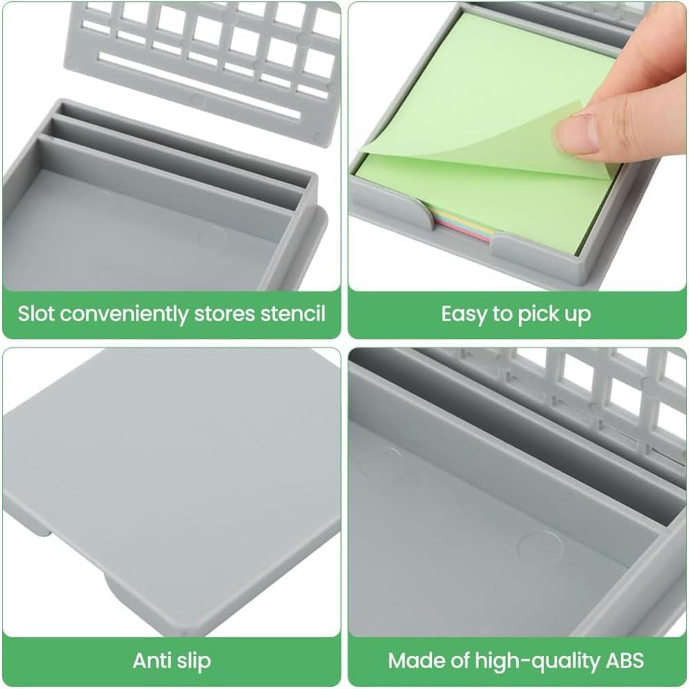 Lyhaogao 5Pcs Reusable Sticky Note Stencil Template Set with to Do List Design, Includes Storage Box and Memo Paper for Office, Home, School Supplies Durable and Portable Organizer - Blue image number 6