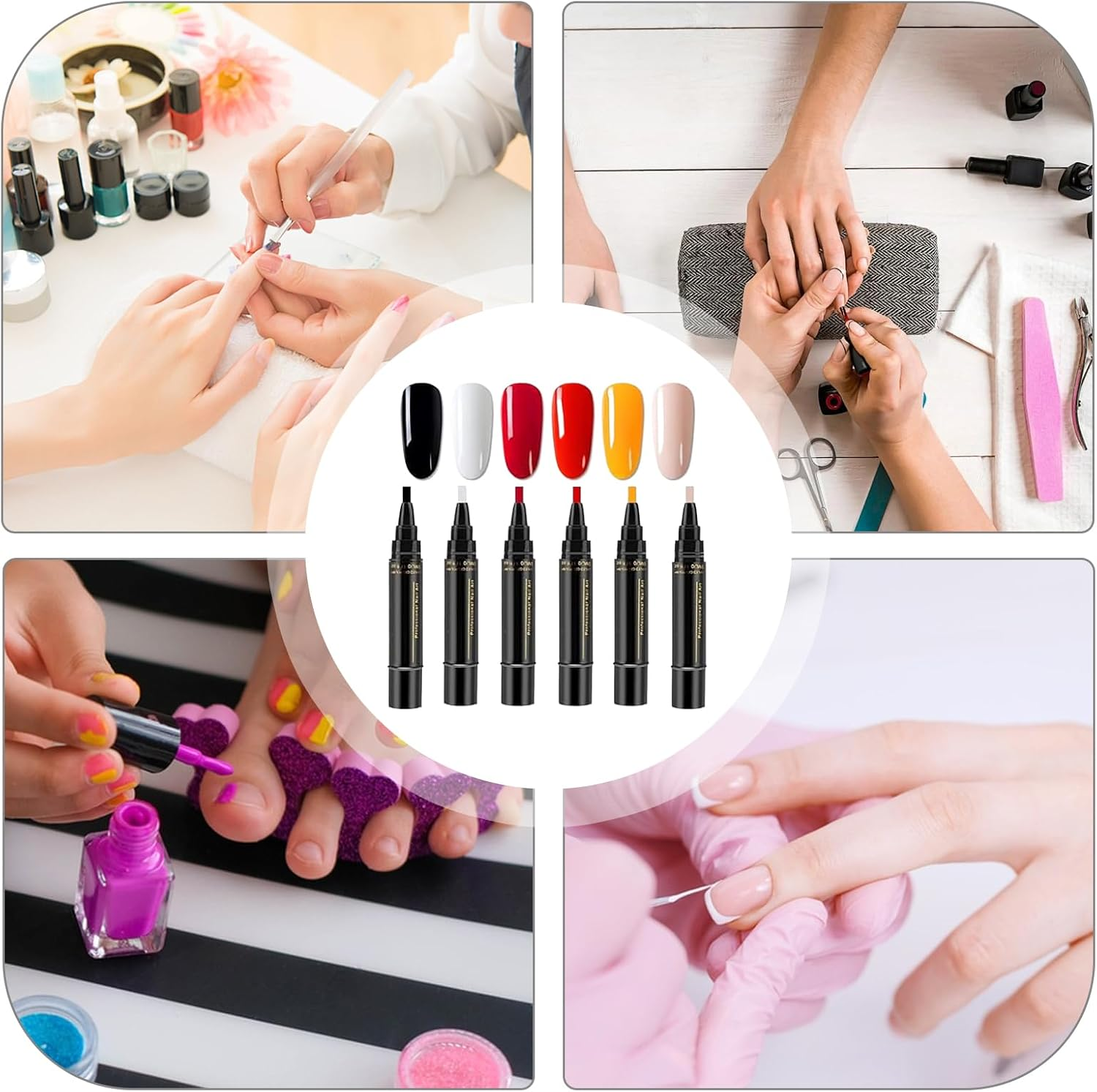 6 Colours Polishey Nail Polish Pens, Quick-Drying Uv-Free Gel Polish Set, Polish Crafts Pens for Manicure at Home and for 8 Ml - 01 image number 3