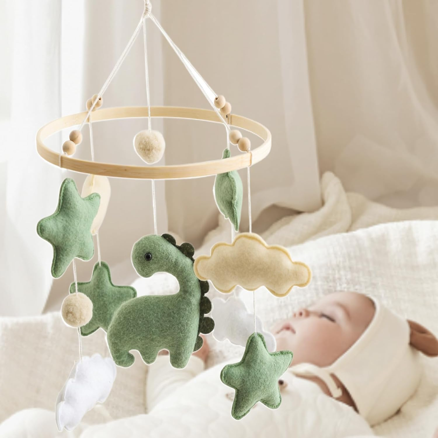 Bed Bell - Baby Crib, Rotatable Crib with Projection | Timing Function and Baby Rattles, Breathable Bedside Soother for Children Boys Girls Birthday Christmas (40X23Cm) image number 2