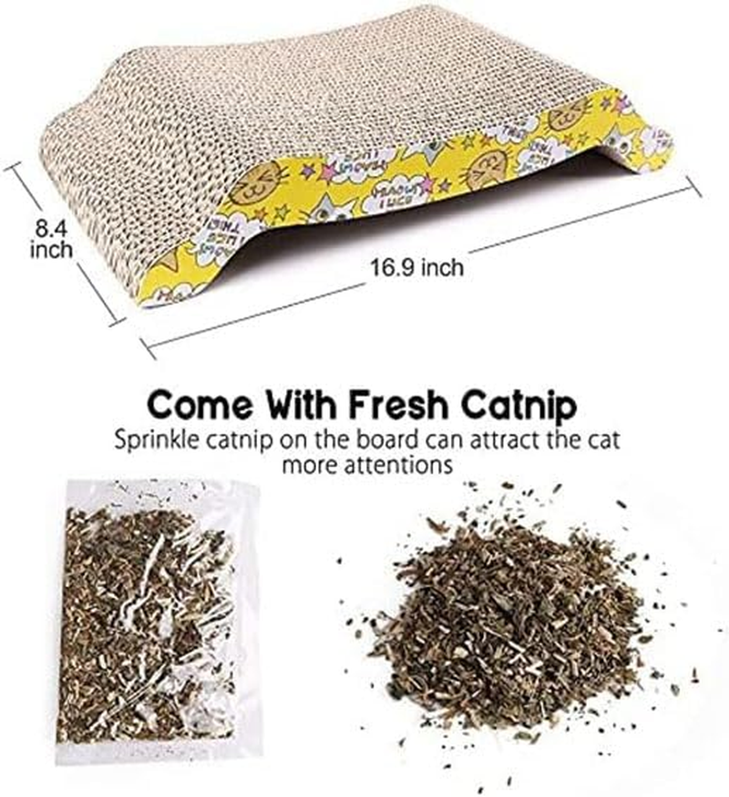 Mumoo Bear Cat Scratching Board 1 Pack with Catnip, 43Cm &times; 21Cm Cartoon Cat Scratcher Cardboard Recycle Corrugated, Replacement Lounge Pad Used for Cat(Upgraded) image number 1
