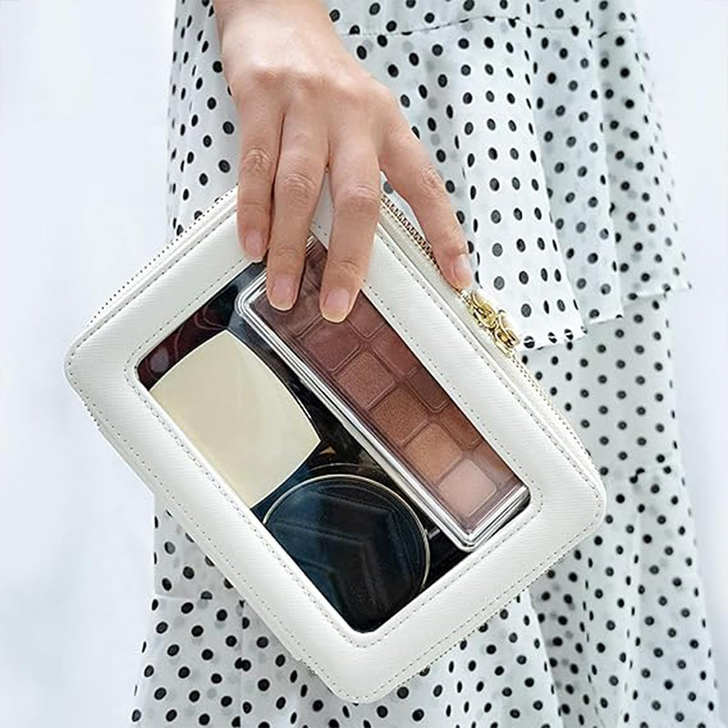 Clear Toiletry Bag, Clear Makeup Bag, Travel Toiletry Bag for Women and Men, Waterproof Small Cosmetic Bag with Zipper, TSA Approved, Compatible with Travel Essentials(White), Ermaoo image number 3