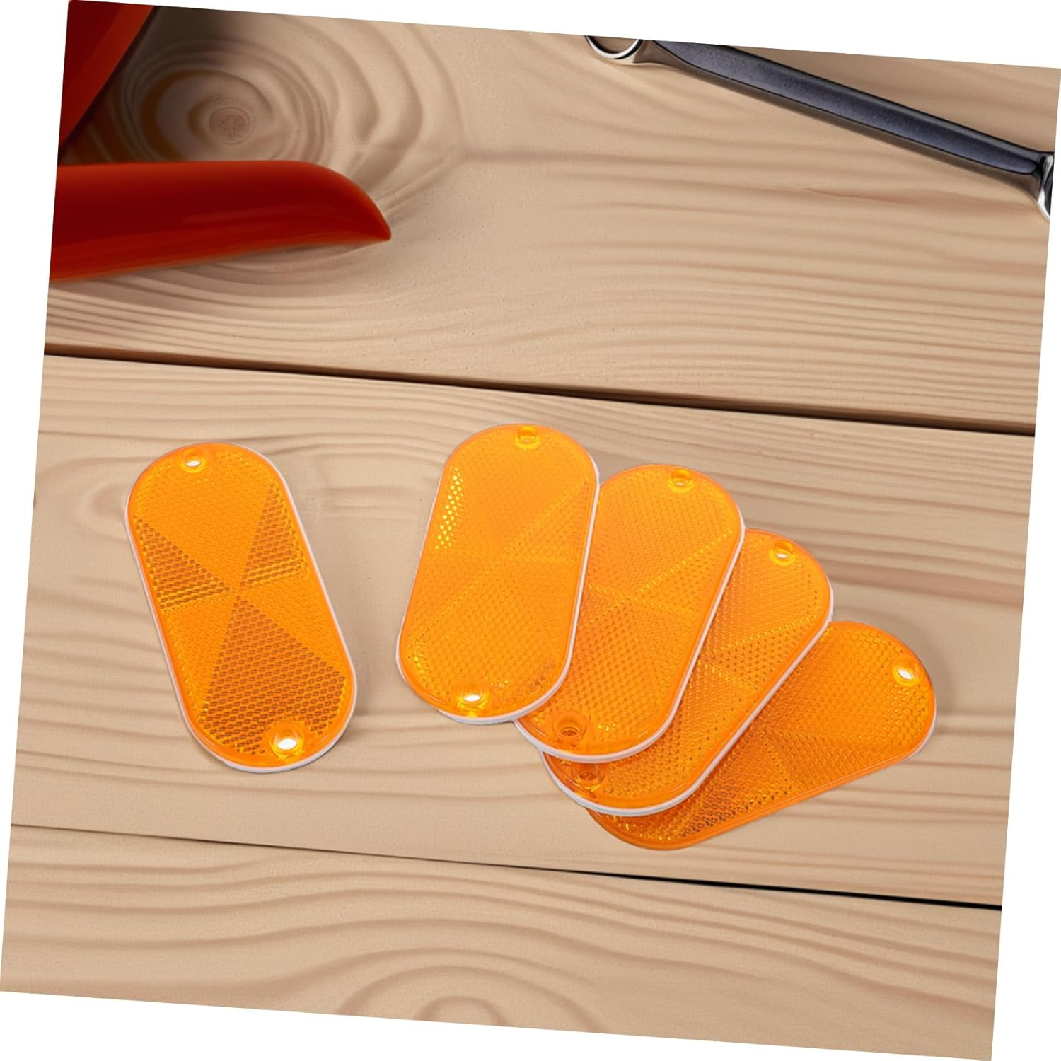 10Pcs Oval Amber Trailer Reflectors Reflective Signs Vehicle Reflector for Driveway Fence Post Mailbox Outdoor Road Safety Accessories