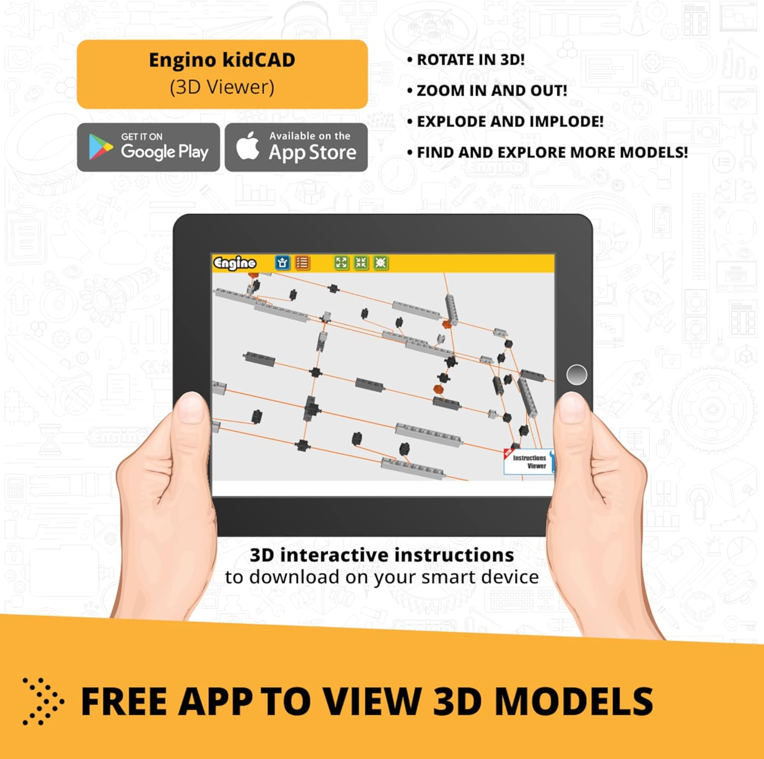 Engino Creative Builder 3-In-1 Machinery Backhoe Loader Building Block 287-Pieces Set image number 3