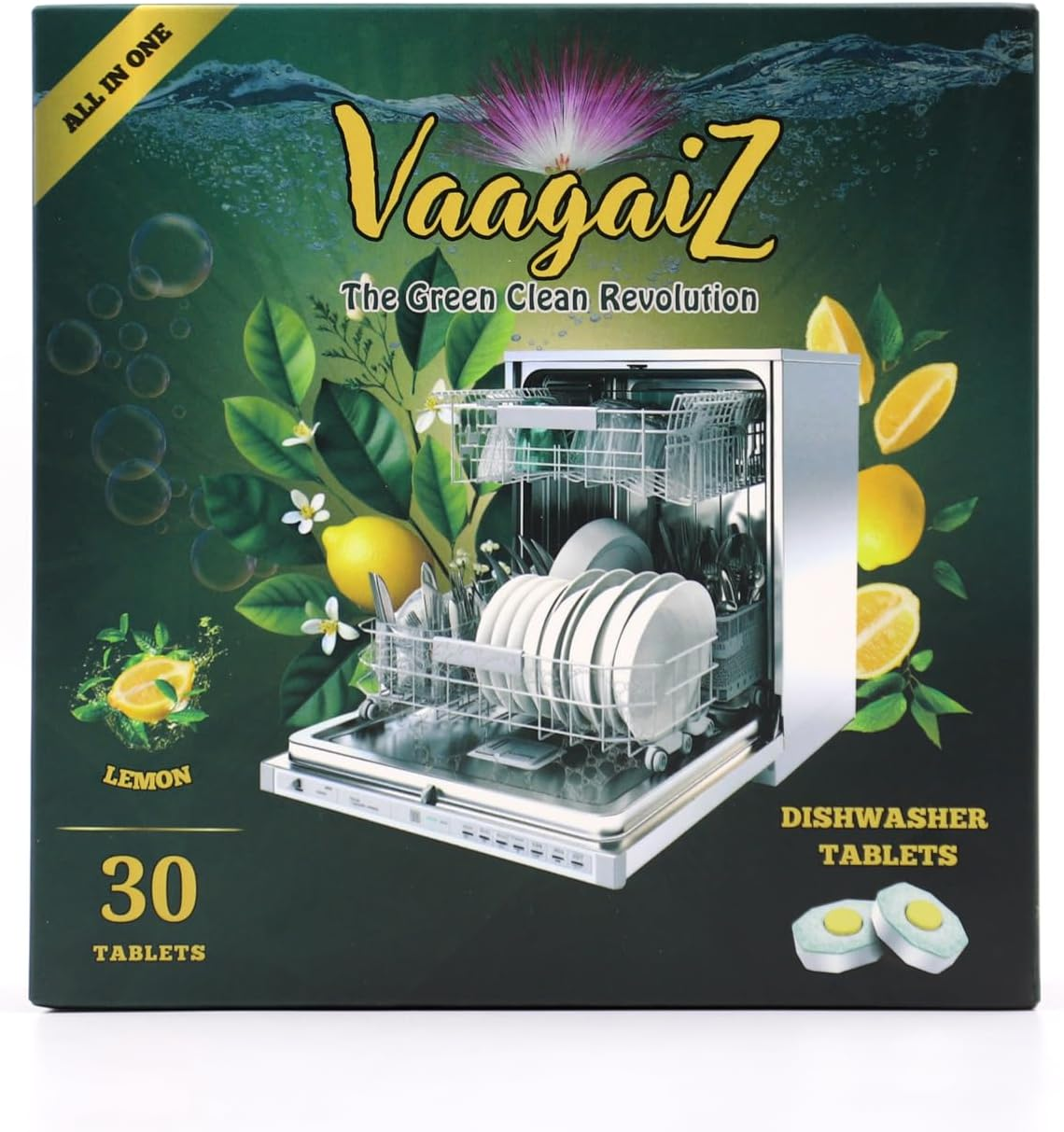 Eco Dishwasher Tablets | All-In-One | Plant & Mineral-Based | 30 Dishwashing Tablets | No Phosphates or Chlorine | Contains Biodegradable Cleaning Agents | Septic & Greywater Compatible