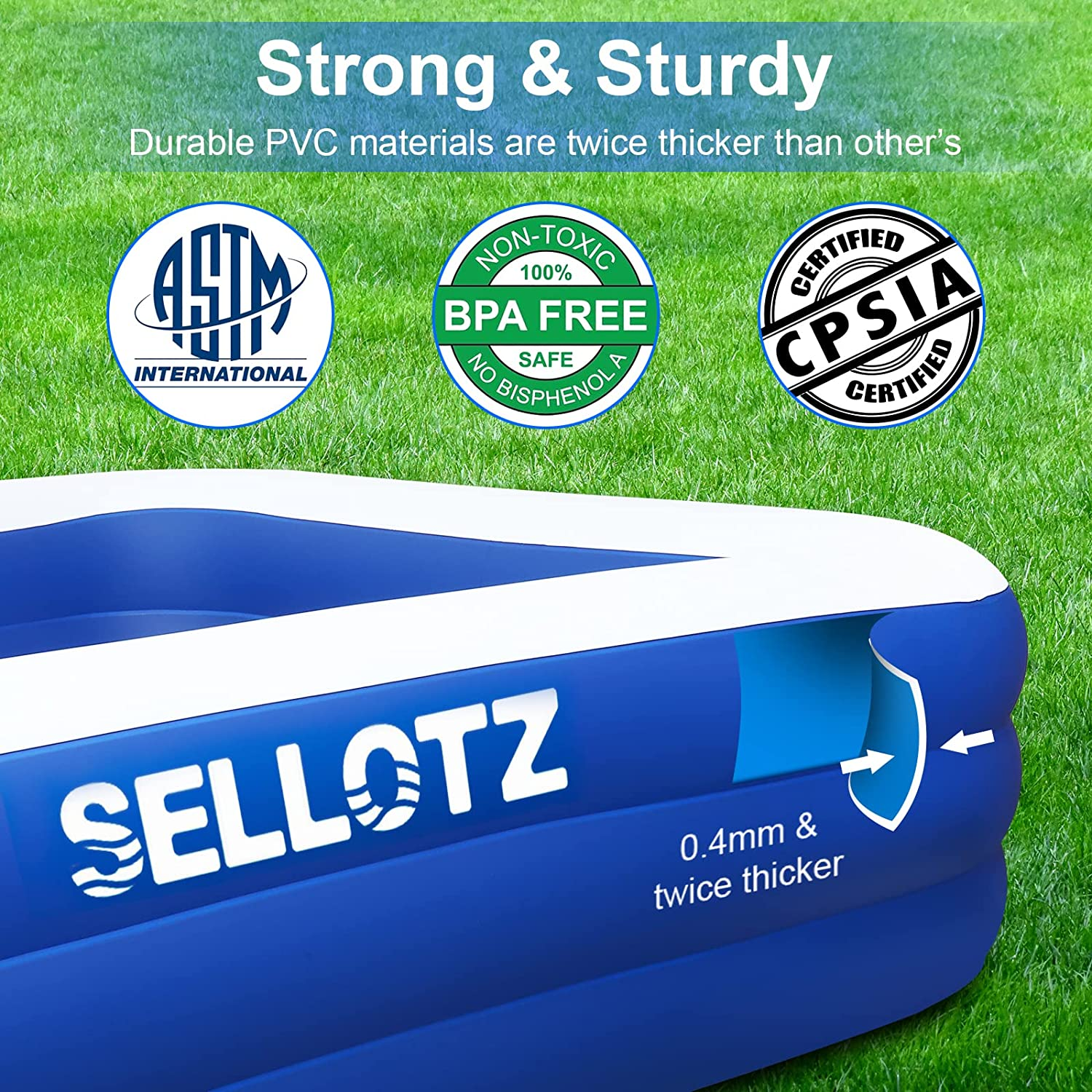 Inflatable Pool, Inflatable Pool for Kids and Adults, 120" X 72" X 22" Oversized Thickened Family Swimming Pool for Kids, Toddlers, Adults, Outdoor, Garden, Backyard, Summer Water Party