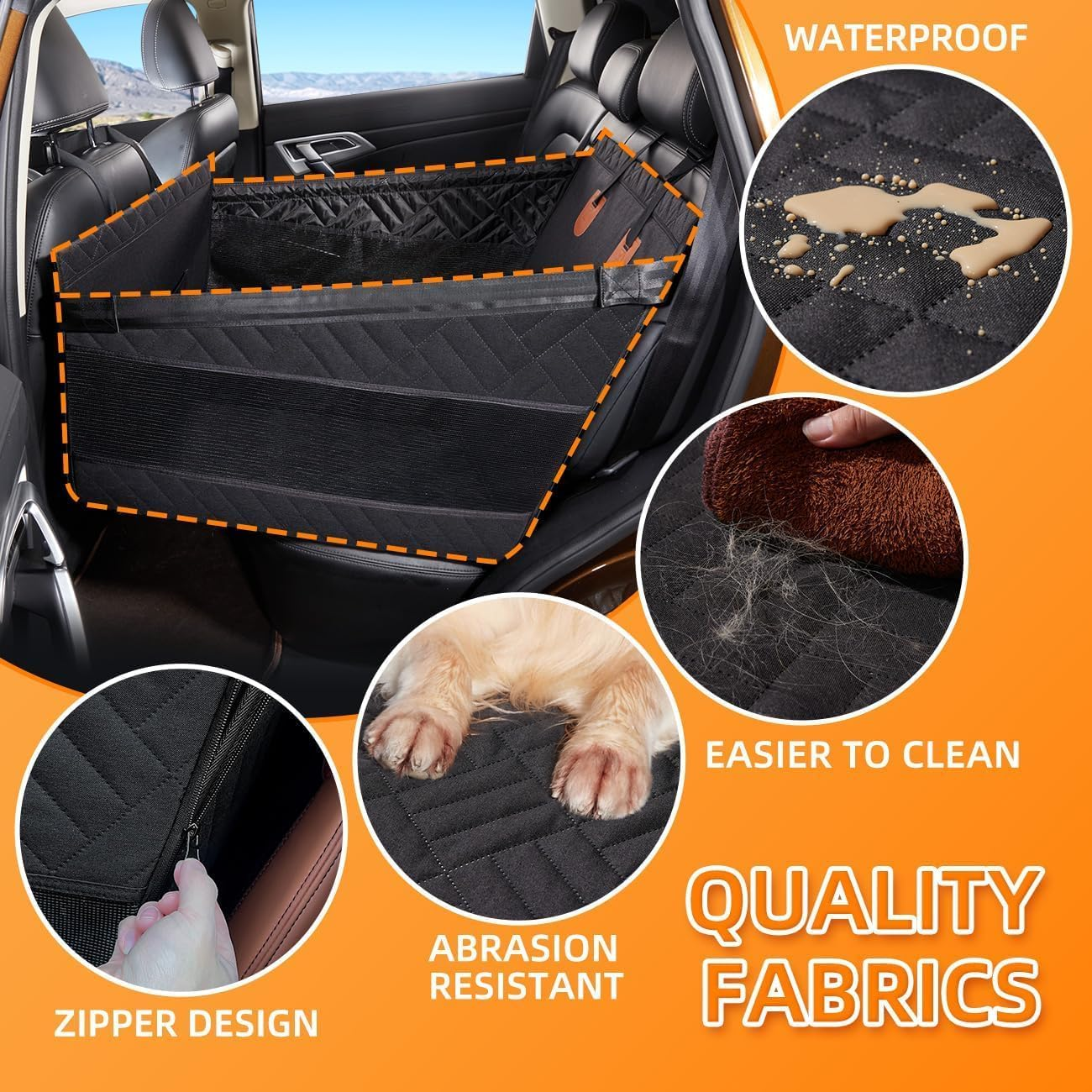 Dog Car Seat for Large Medium Dogs, Back Seat Extender for Dogs, Waterproof Dog Carseat, Dog Car Seat Medium Sized Dog, Car Hammock for Dogs-Storage Pocket, Pet Seat Cover for Cars/Suv/Truck image number 3