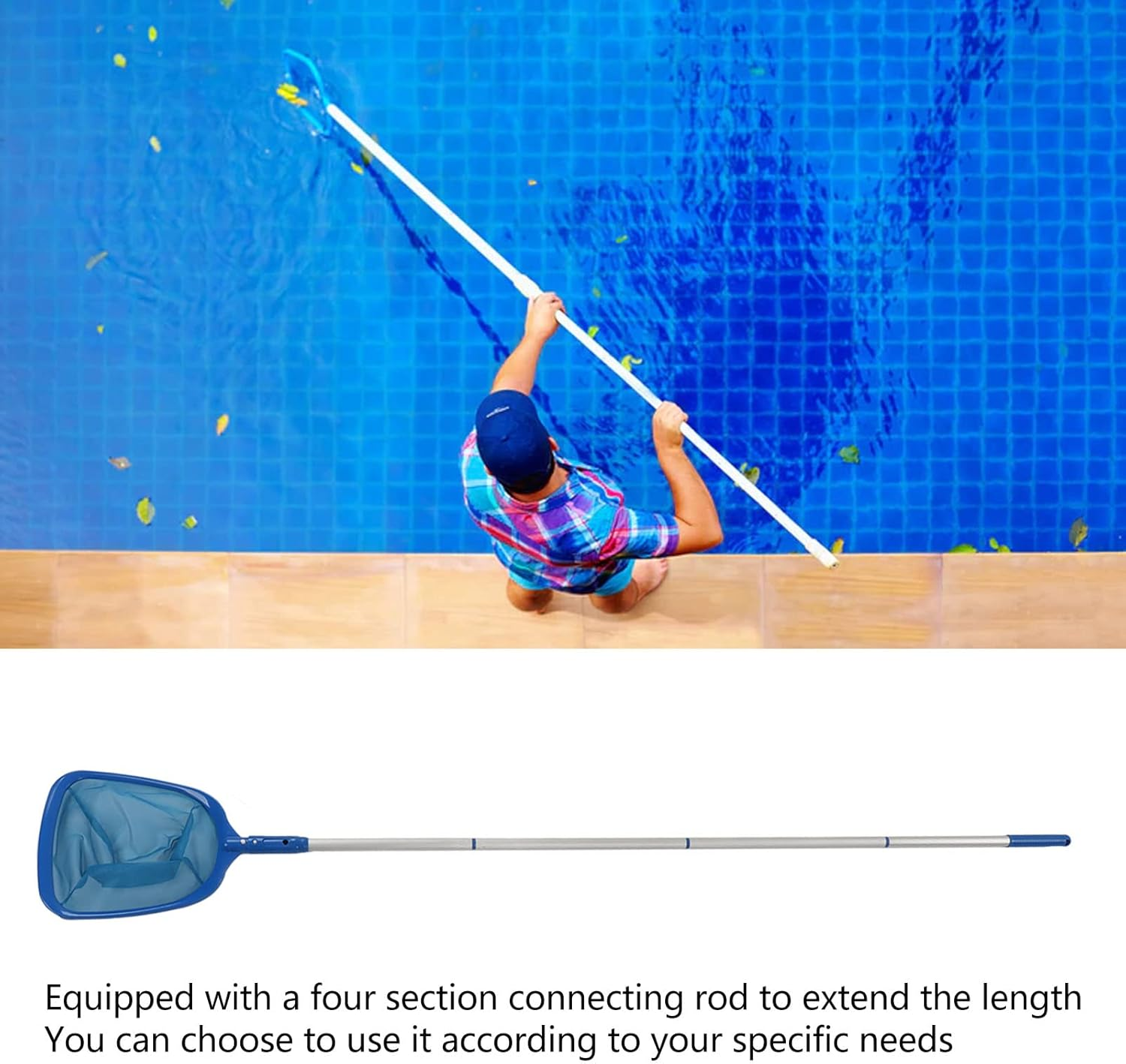 Pool Skimmer Net with 16Ft Telescopic Pole, Heavy Duty Swimming Pool Cleansing Net for Leaves & Debris image number 6