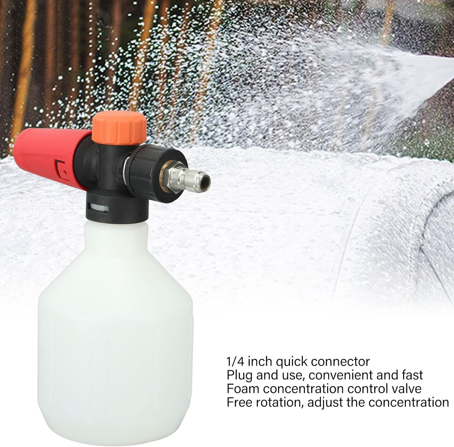 Car Foam Sprayer, 500ML Snow Foam Cannon, Car Wash Sprayer with 1/4 Inch Quick Connect, Car Wash Foam Sprayer for Garden Watering Car Washing (Round) image number 6