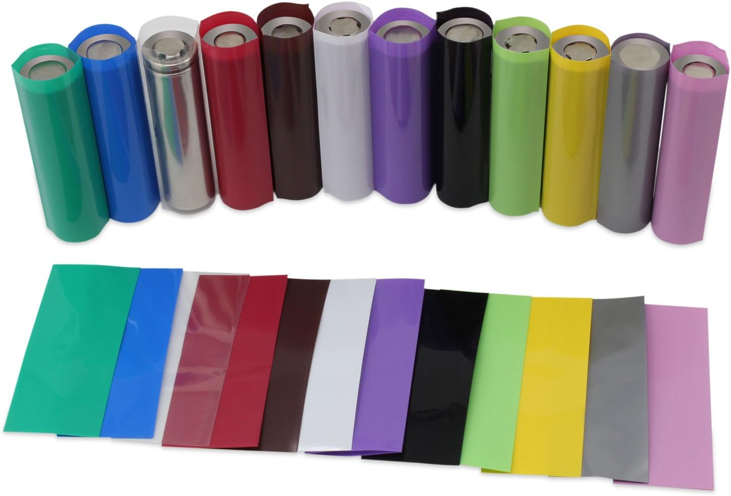 Aussel 29.5MM Width Flat PVC Heat Shrink Tubing Battery Wrap for 1X 18650 Battery 12 Colors 300PCS