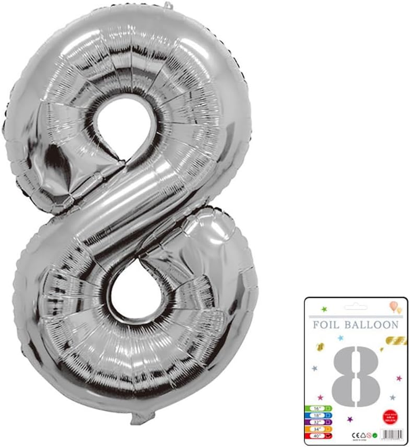 Silver 40 Inch Giant Number Balloons Foil Digital Balloon for Birthday Anniversary Party Festival Decorations (Silver9)