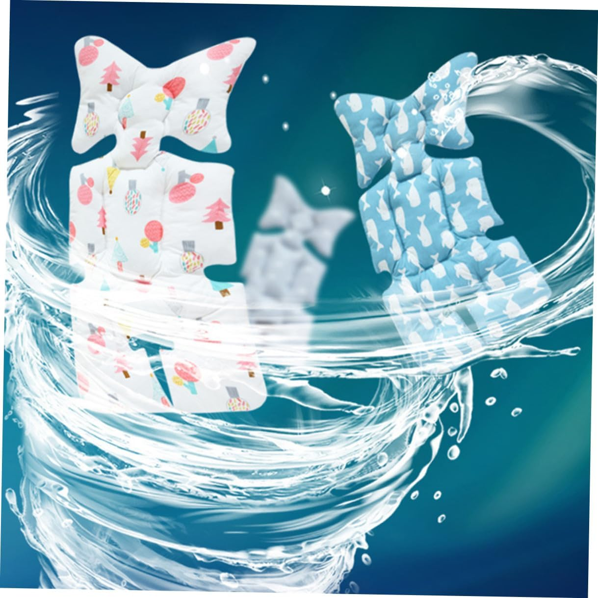 Breathable Cotton Stroller Cushion Large Seat Pad with Head and Body Protector for Pram and Dining Chair Liner Soft Comfortable Skin-Friendly Mat for All-Season Use image number 6