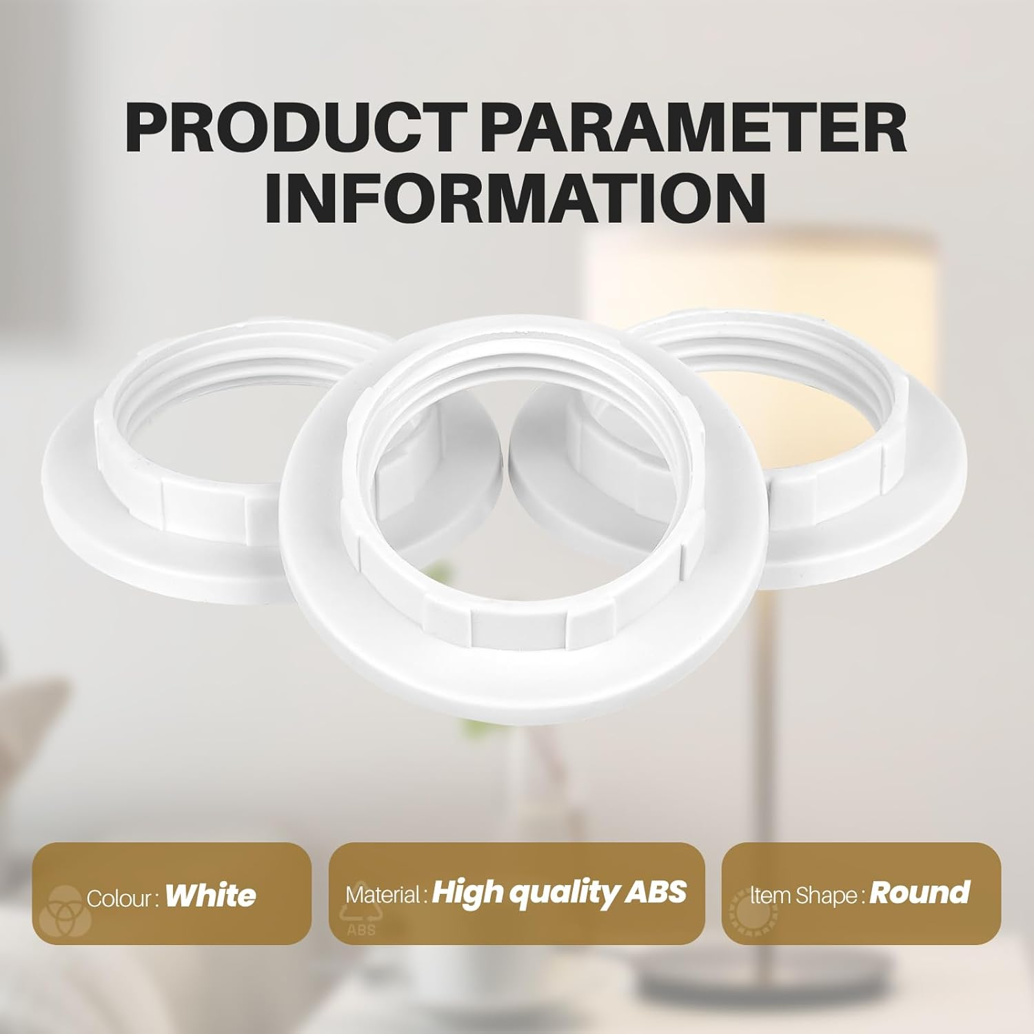 NUTTDOO Lampshade Reducer Ring,6 Pack E14 Plastic Screw Collar Ring 28Mm,Lampshade Fittings E14 for Table Lamp,Ceiling Lights,Plastic Screw Bulbs Lamp Holder (E14-28MM) image number 4