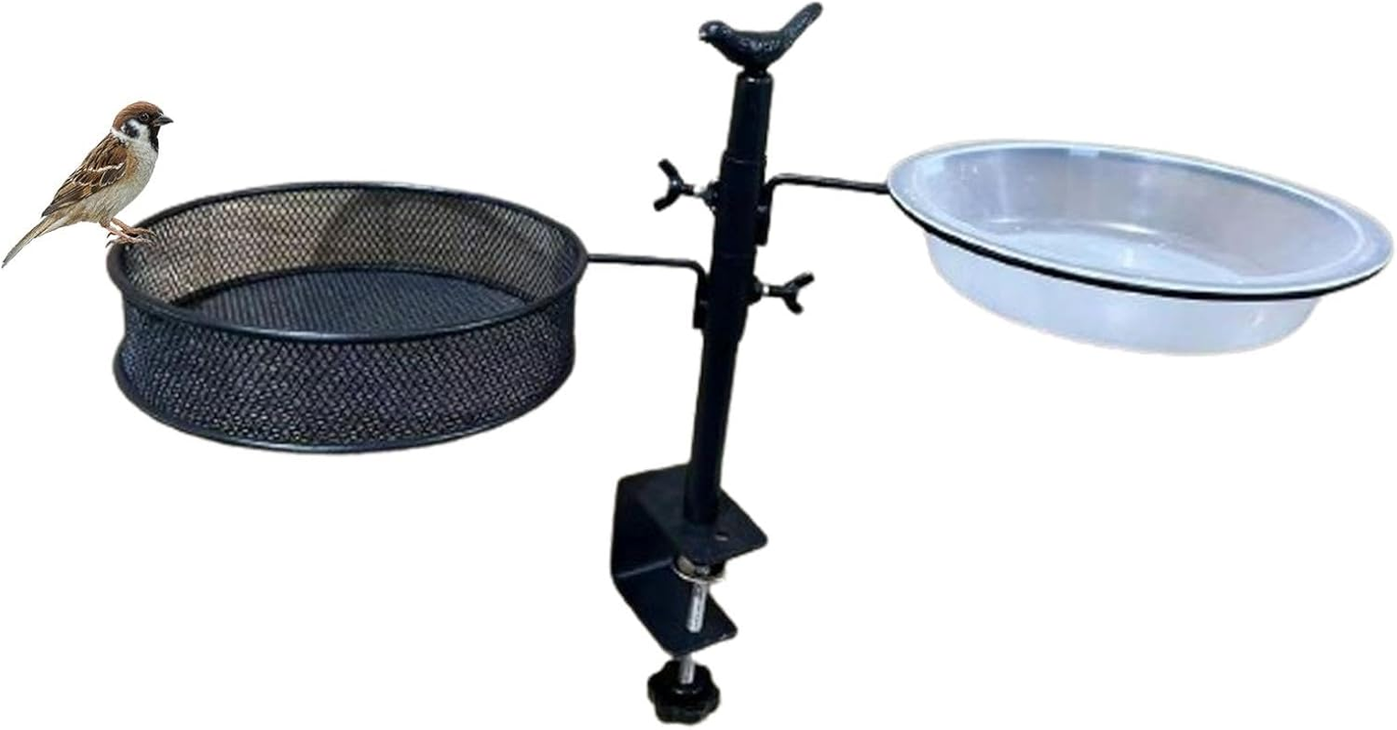 Kezvmhy Deck Handrail Bird Feeder, Deck Bird Feeder, Adjustable Deck Mounted Bird Water Bowl - Bird Feeding Field, Flowerpot Stand, 360 Degree Rotatable Attracting Birds image number 4