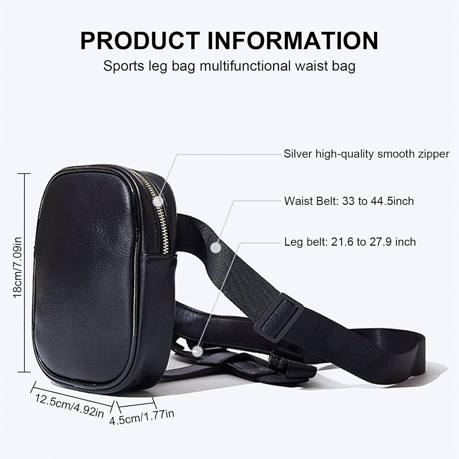 Leg Bag, Thigh Bag Motorcycle, Women'S Waterproof Leg Strap Bags, Mobile Phone Leg Bags, Women'S Thigh Bag, Belt Bags with Removable Leg Strap (Black) image number 6
