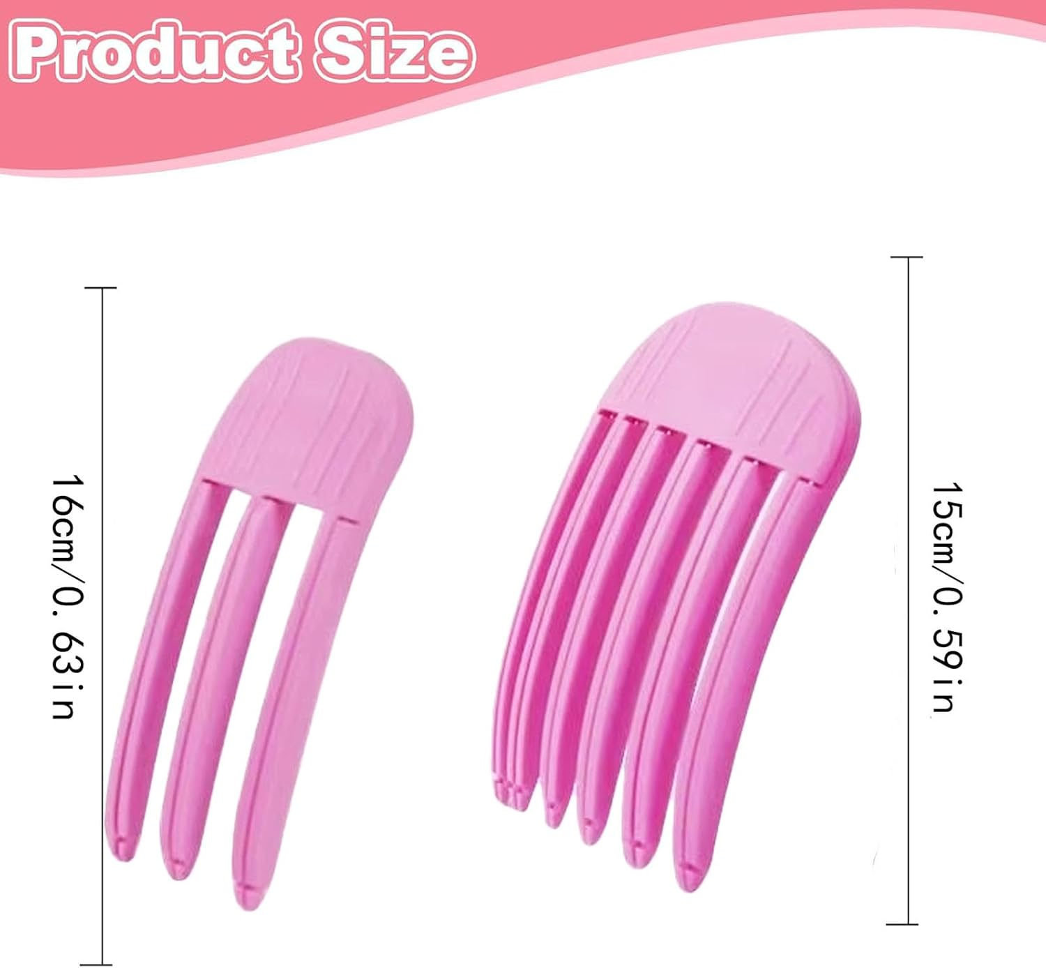 2 Pack Wind Shaping Styling Comb for Fluffy Bangs,Easy High Crown Volume Tool for Men and Women,Volumizing Hair Clips Instant No-Trace Hair Root Lifting Clips for Natural Voluminous Look,Pink image number 2