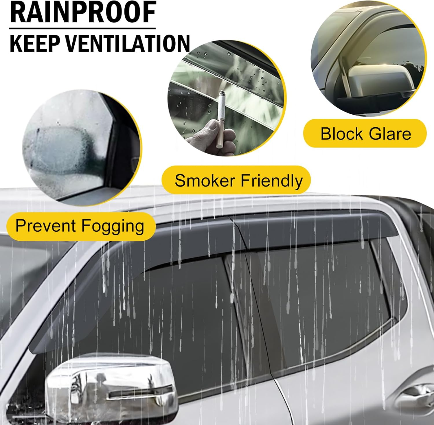 SUERAUTO4X4 Bonnet Protector Weather Shields for Mitsubishi Triton MV 2024 2025 Dual Cab Accessories, Tinted Black Bonnet Guard Injection Weathershields Window Visors Wind Deflectors image number 6